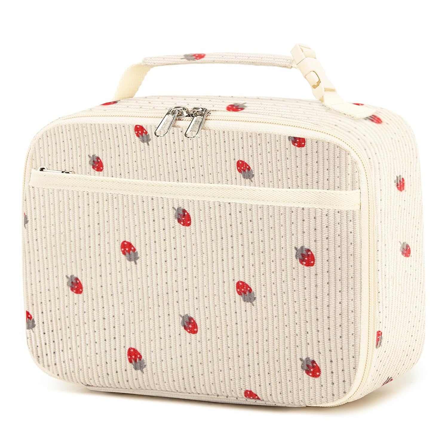 Cute Lunch Bag for Women Men Corduroy Small Lunch Box with Cooler Organizer Compartments Insulated Lunch Tote Bag