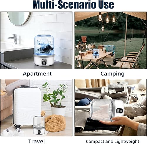 Miniatura 5 de Underwear Washing Machine, 1.5L Portable Washing Machine, Cordless Compact Mini Washer for Small Clothes Deep Clean, for ApartmentsRVsTravel