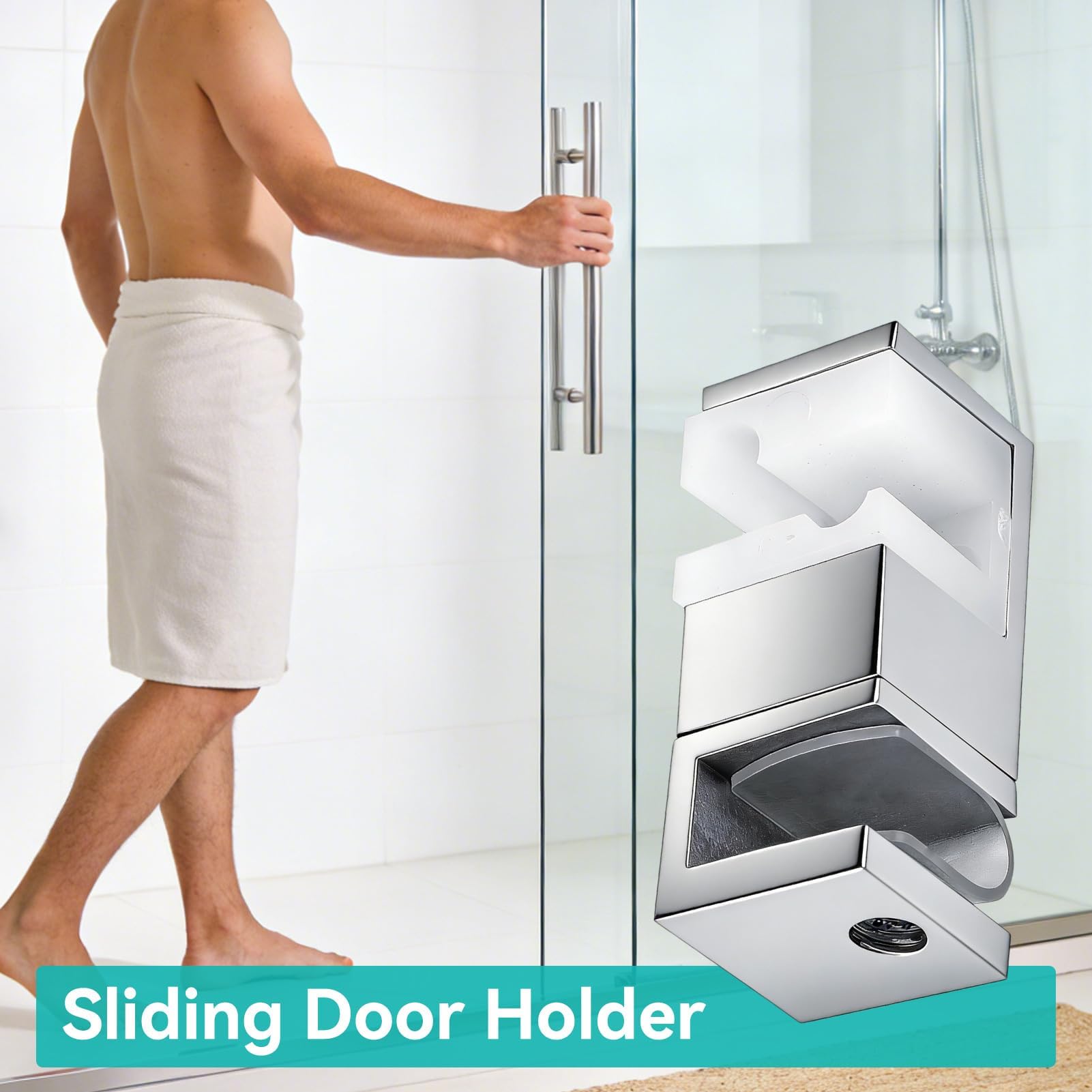 Guide de fond de porte coulissante, douche porte de portes coulissante Clip de la portess en acier inoxydable réglable Guide de bas de douche Guides Portes Coulissantes