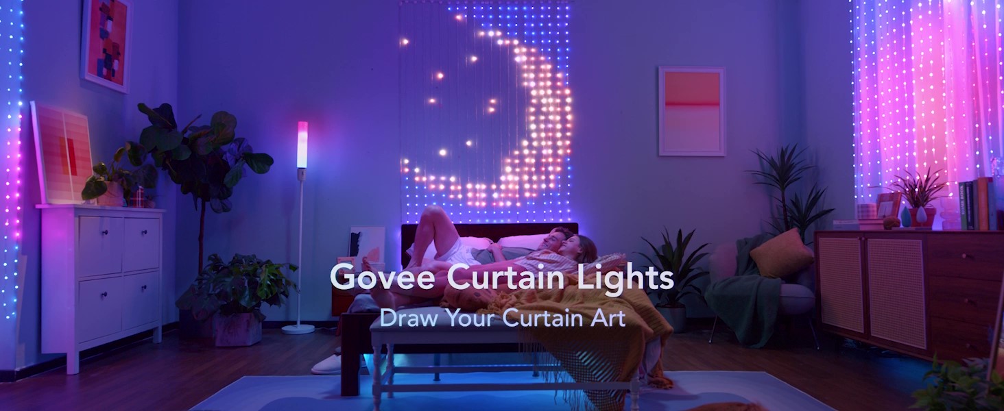 Govee Curtain Lights, Smart LED Curtain Lights, Color Changing