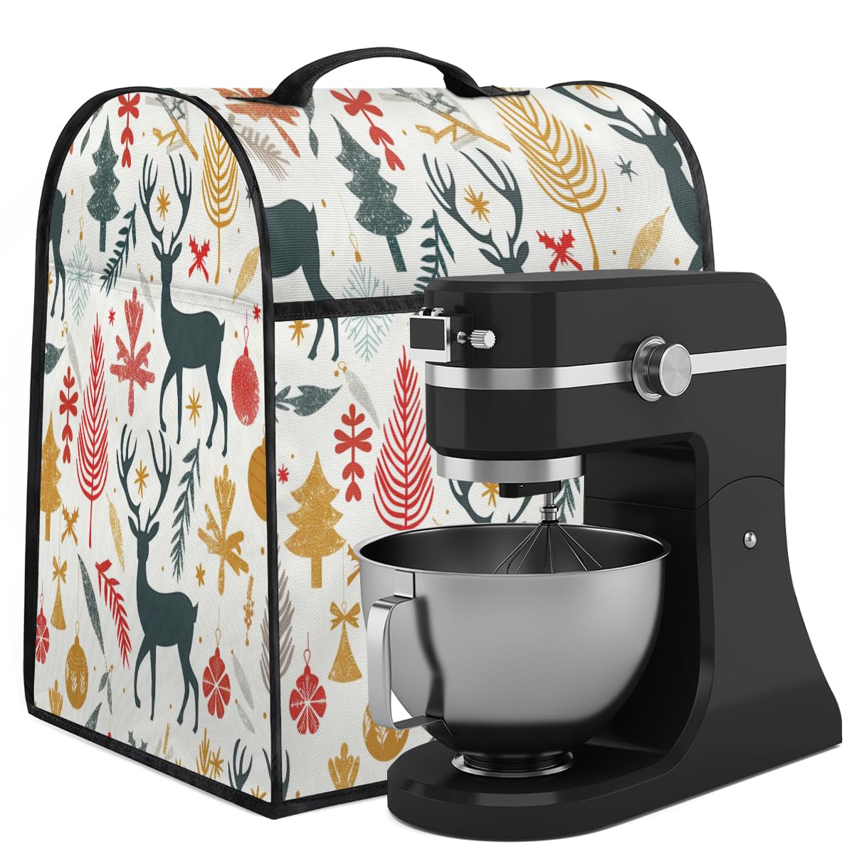 Mixer Cover Coffee Maker Cover Christmas Element Elk Stand Mixer Cover With Pockets Kitchen Aid Mixers Accessories