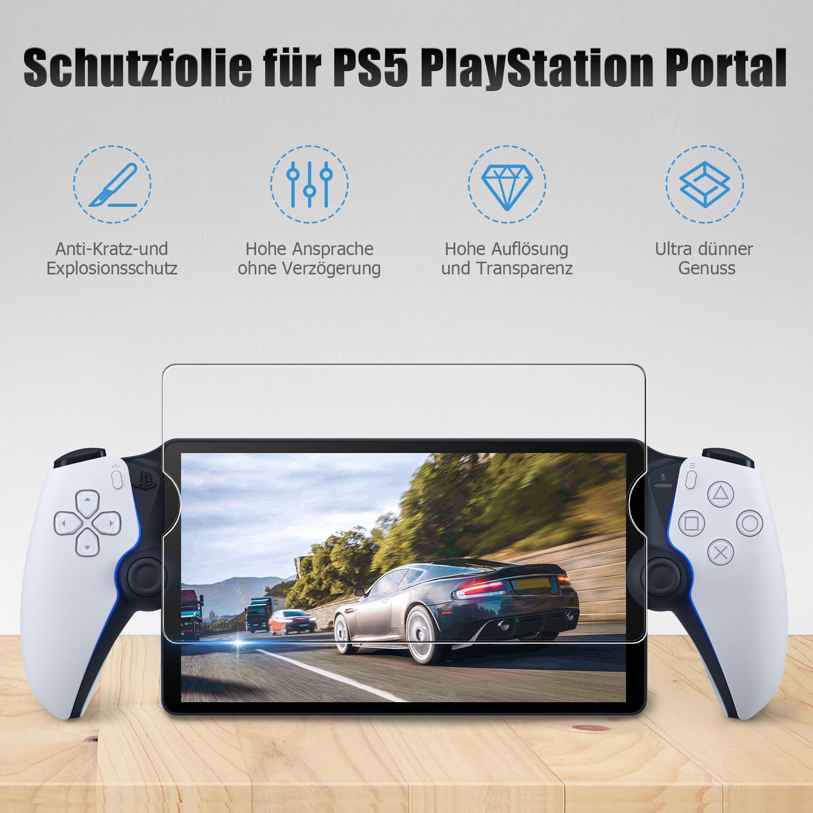 Ancable Protector de pantalla para Sony PS5 PlayStation Portal, 1 unidad UltraClear 9H Dureza Cristal Protector de Pantalla para PS5 Portal, Premium Panzerfolie Kratzfest y Burbujas Protector de