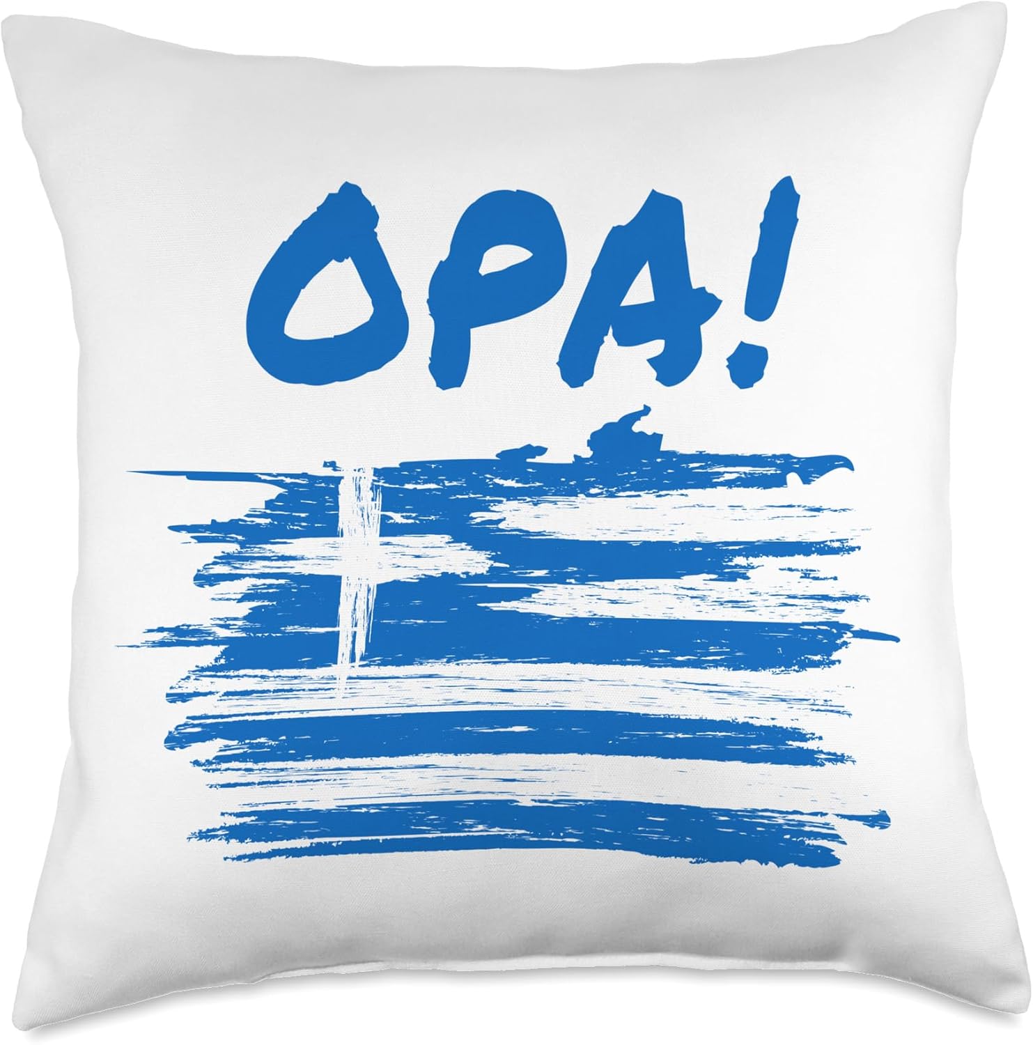 OPA! Funny Traditional Greek Party Quote & Flag of Greece Throw Pillow