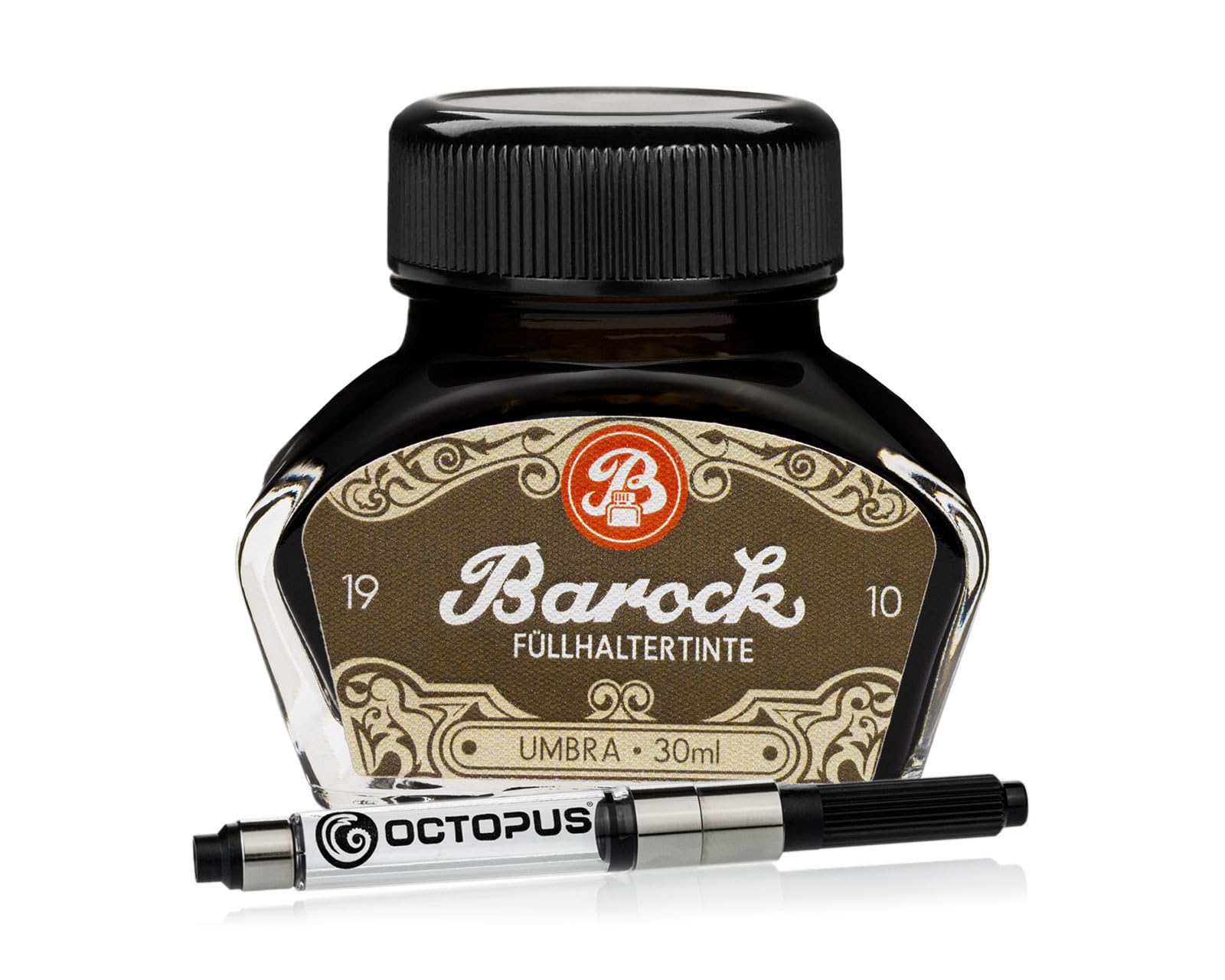 Barock 1910 Atrament do piór wiecznych Umbra z konwerterem, 30 ml, brązowy