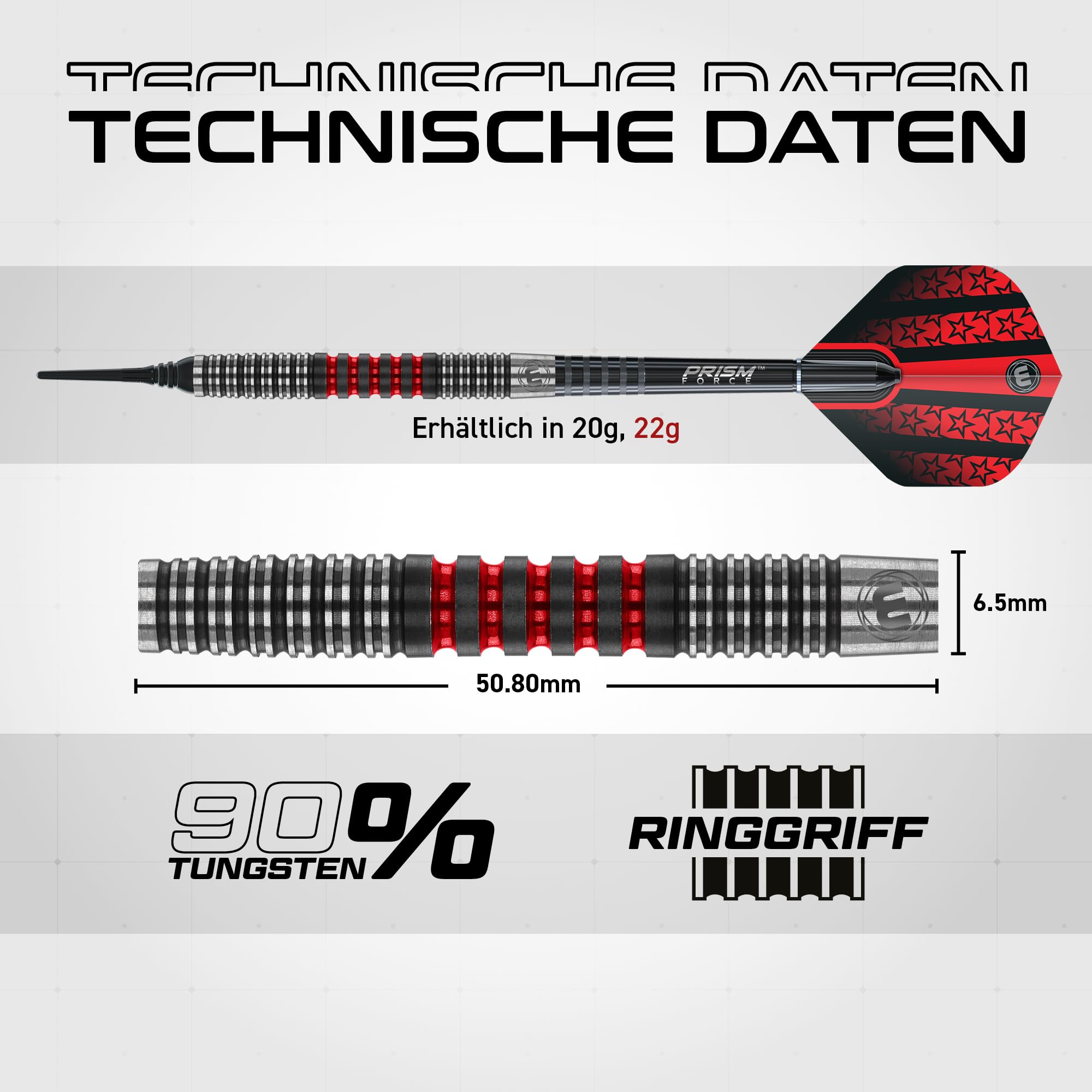 WINMAU Darts - Joe Cullen Special Edition Dartpfeile – 90% Tungsten Profi Dartset mit Dartflüge & Dartschäfte – Softdarts in 18g, 20g & Steeldarts 21g, 22g, 23g, 24g, 25g