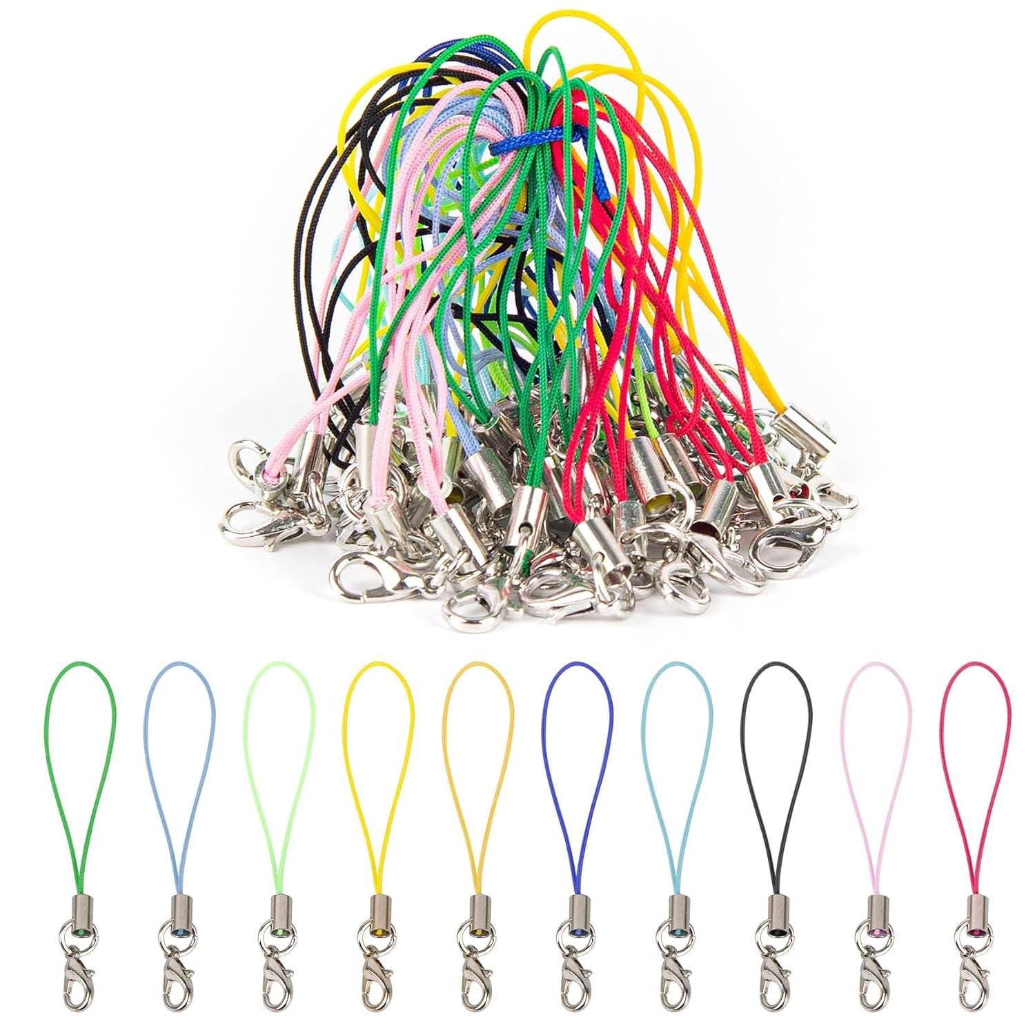 STORE 2508 Colorful Mobile Phone Straps with Lobster Clasp | DIY Craft Lanyards for Keychains, Charms, ID Holders, Jewelry...