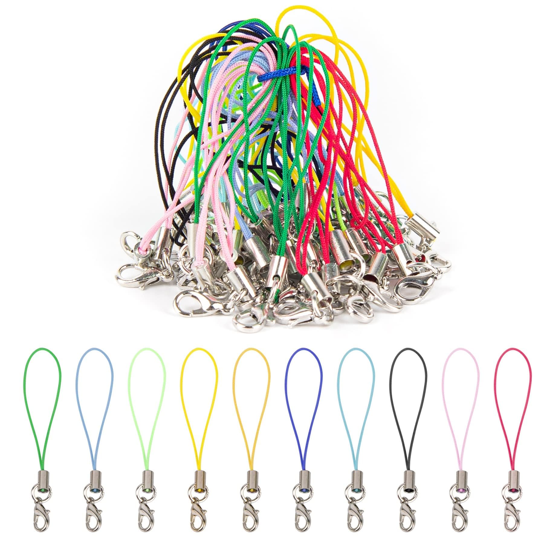 STORE 2508 Colorful Mobile Phone Straps with Lobster Clasp | DIY Craft Lanyards for Keychains, Charms, ID Holders, Jewelry Making – Mixed Colors, 7 cm-image-43