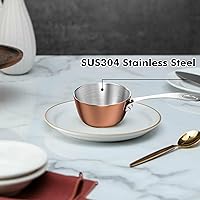 Vista 4 de Macevia Mini Cacerola para Salsa, Calentador de Mantequilla de Acero Inoxidable Cobreado, Olla Pequeña con Asa, Uso Multipropósito para Hogar