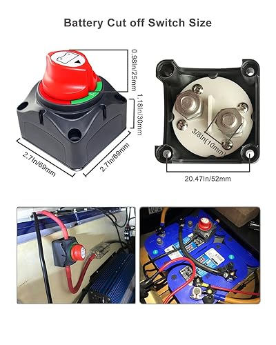 Vista 11 de Interruptor maestro de desconexión de batería, 12 V-48 V, impermeable, interruptor de apagado de encendido y apagado, 275 amperios de alta corriente