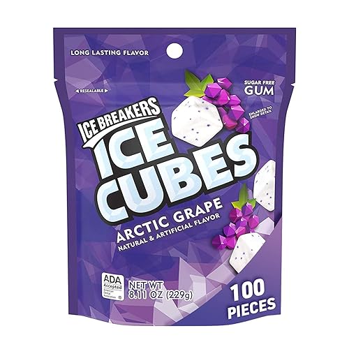 Miniatura 9 de Ice Breakers Ice Cubes - Goma de mascar sin azúcar con xilitol, canela, 40 unidades, paquete de 6 y cubos de hielo sin azúcar con xilitol, uva