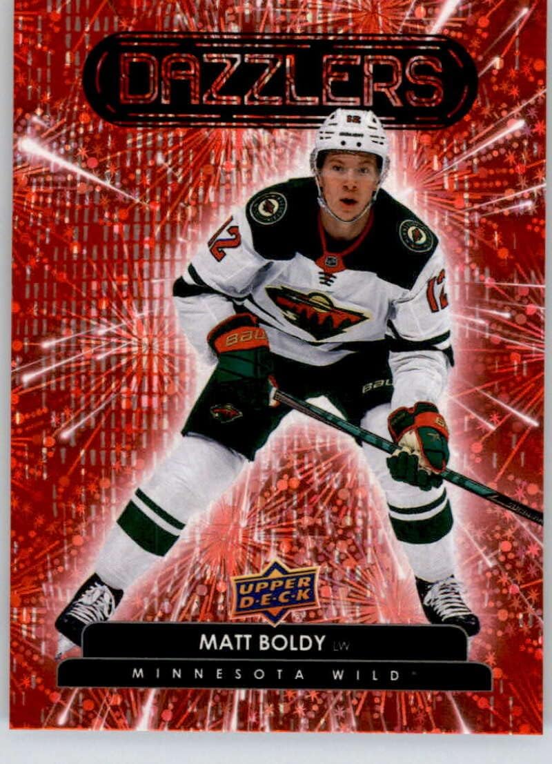 2022-23 Upper Deck Dazzlers Red #DZ-28 Matt Boldy Minnesota Wild Official NHL Hockey Card in Raw (NM or Better) Condition