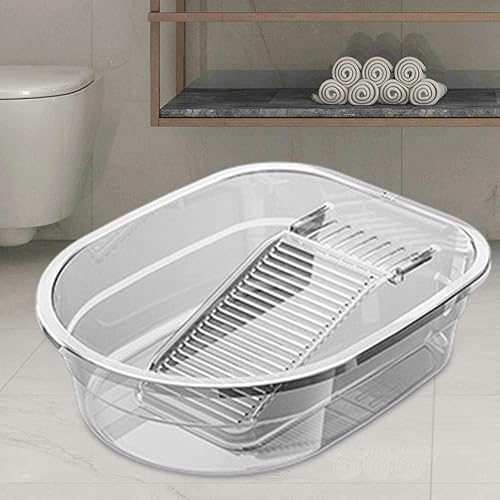 Miniatura 4 de Gazechimp Lavabo para lavabo, bañera de plástico con tabla de lavar, tabla de lavado de manos gruesa, lavabo de limpieza, para toallas de limpieza