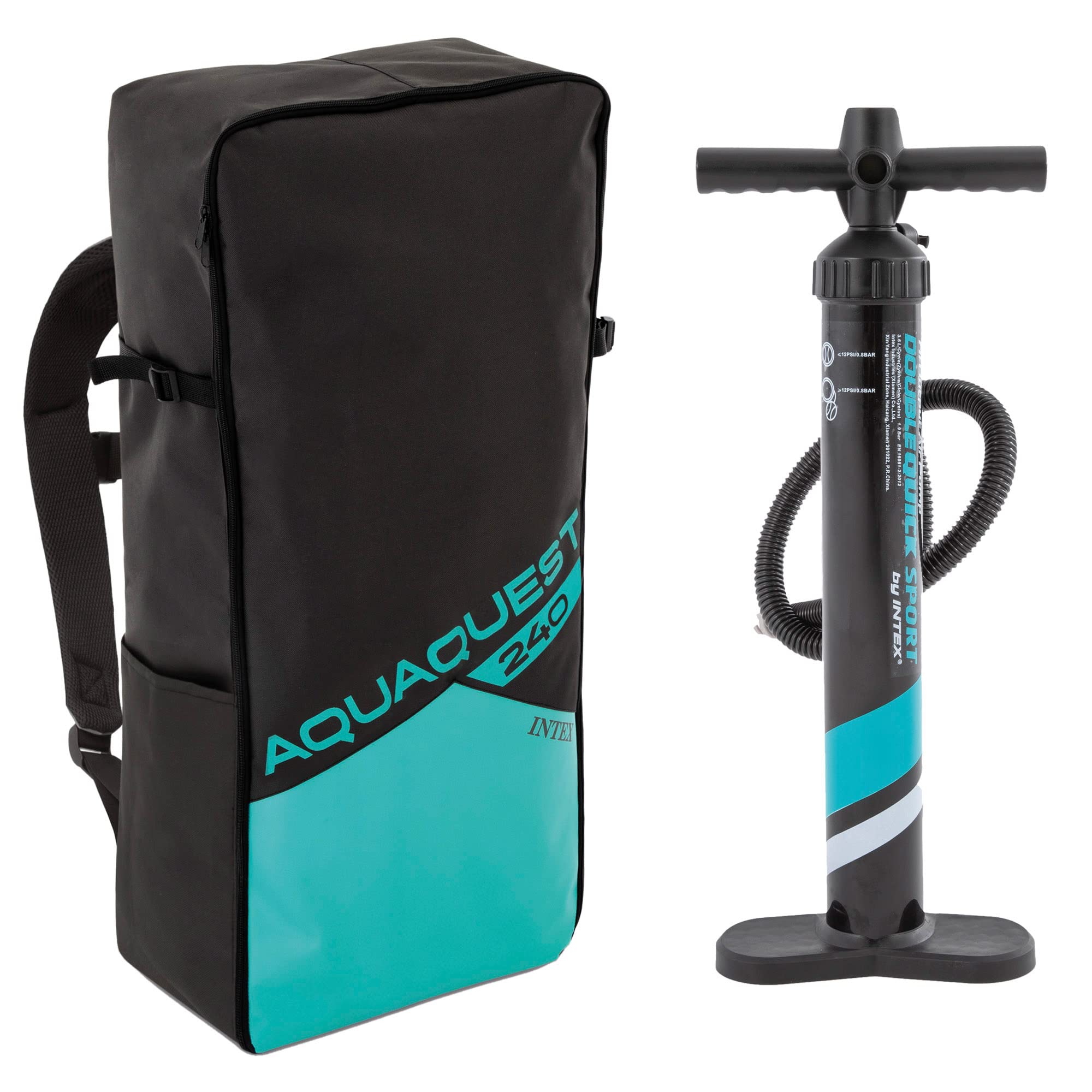 Intex 68241NP - Aqua Quest 240 SUP Gonfiabile, con Pompa Manuale e Remo da 216 cm, PVC, Multicolore, 244x76x13 cm