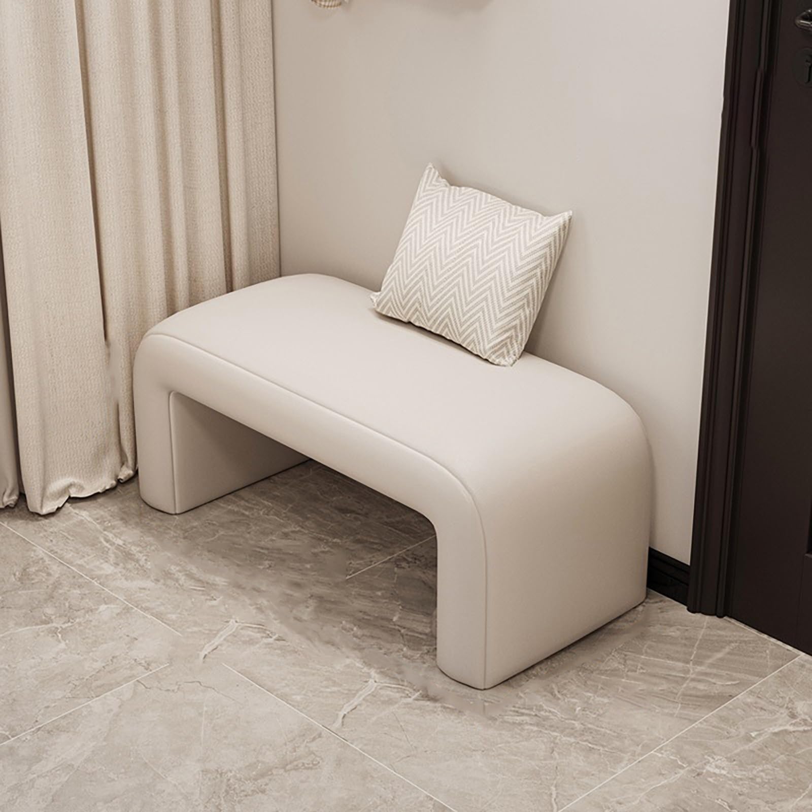 Banco De Entrada, Banco De Dormitorio De 47", Banco Zapatero, Otomanas, Otomana De Cuero, Banco Moderno Cómodo, Banco De Tienda De Ropa Para La Sala De Estar Y El Dormitorio, Negro.(White,60*35*42cm/2