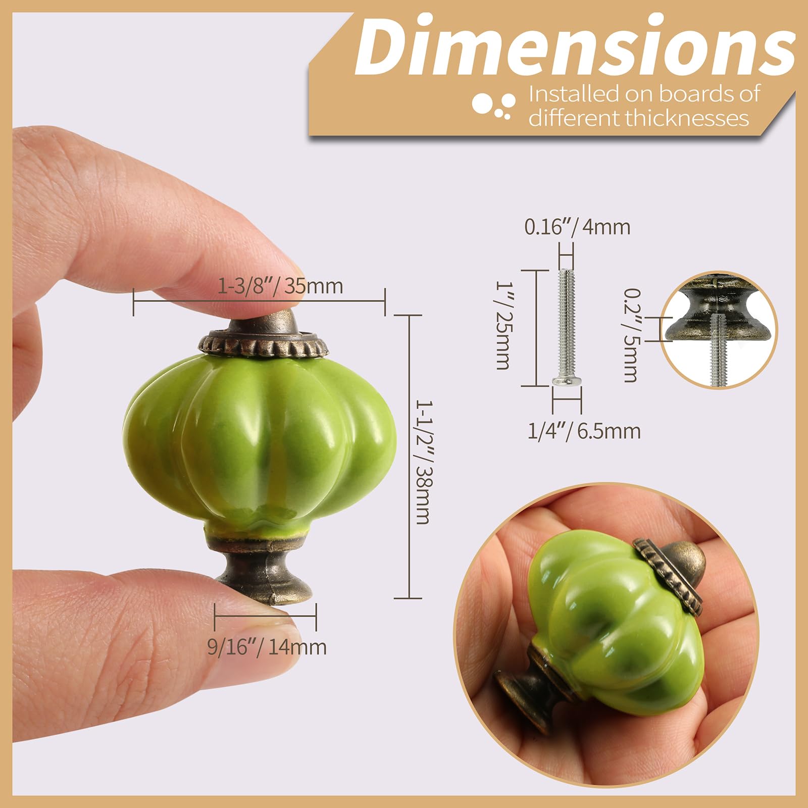 Zernmiarder Sage Green Pumpkin Knobs 12 Pack Ceramic Cabinet Knobs Vintage Drawer  Pulls - Antique Dresser Pulls with Screws for Closet Drawer Cupboard Cabinet  and DIY Home Project - Amazon.com