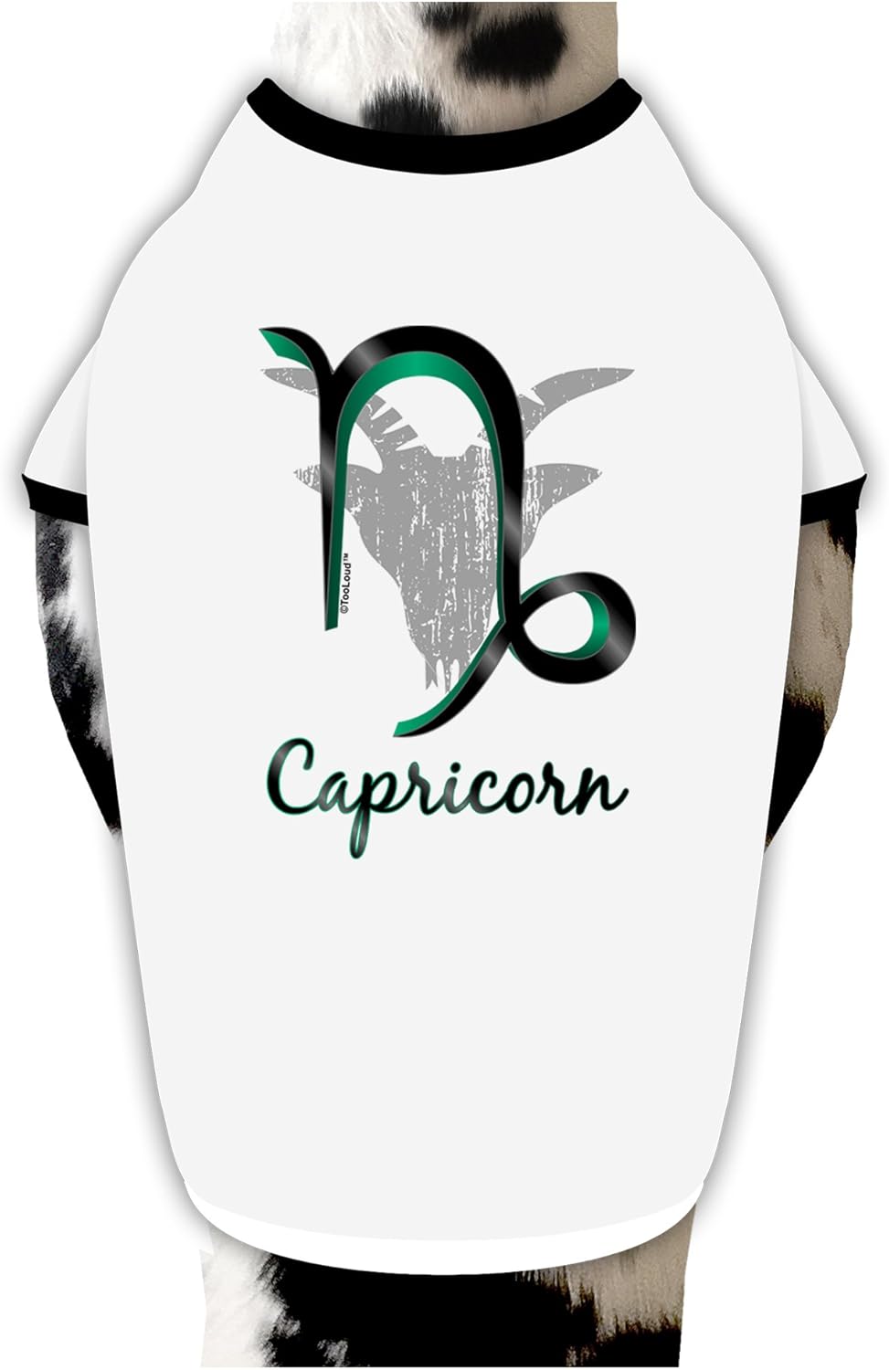 TOOLOUD Capricorn Symbol Dog Shirt White with Black Large
