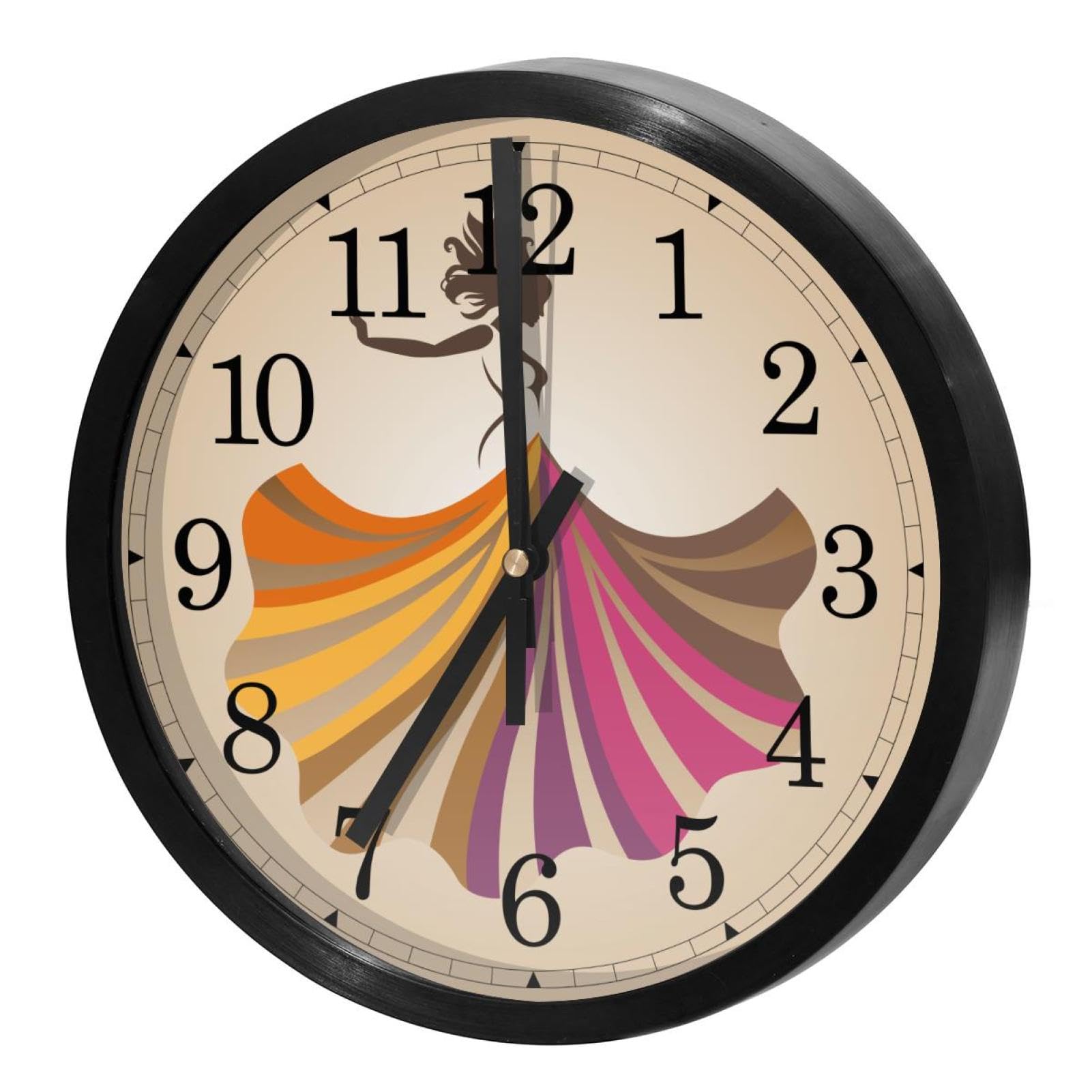 Horloge murale à quartz haut de gamme design rond femme dansante pour décoration épurée