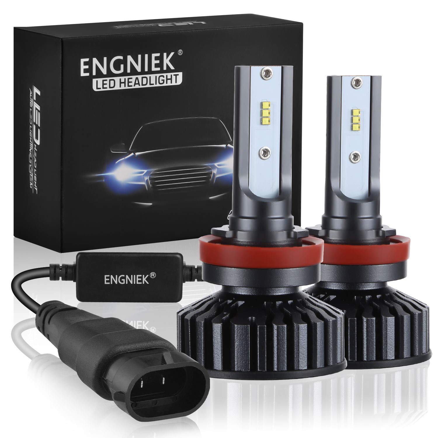 H11 LED Headlight Bulbs H8 H9 High Low Beam Pure White Conversion Kit Headlamp,NO Dark Spot, 80W, 12,000Lm, 6000K, 2pcs