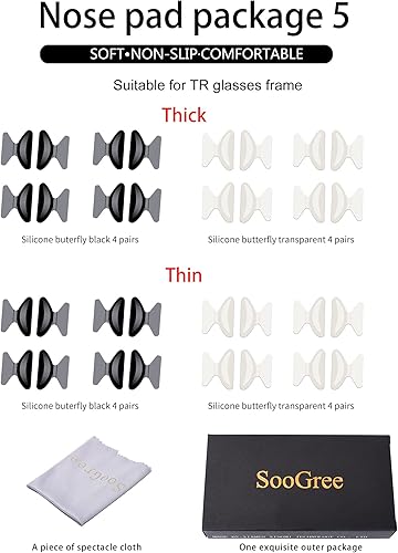 Miniatura 5 de Kit de reparación de lentes para la nariz, almohadillas de silicona suave para la nariz sin ojos, gafas de sol, 16 pares de lentes antideslizantes