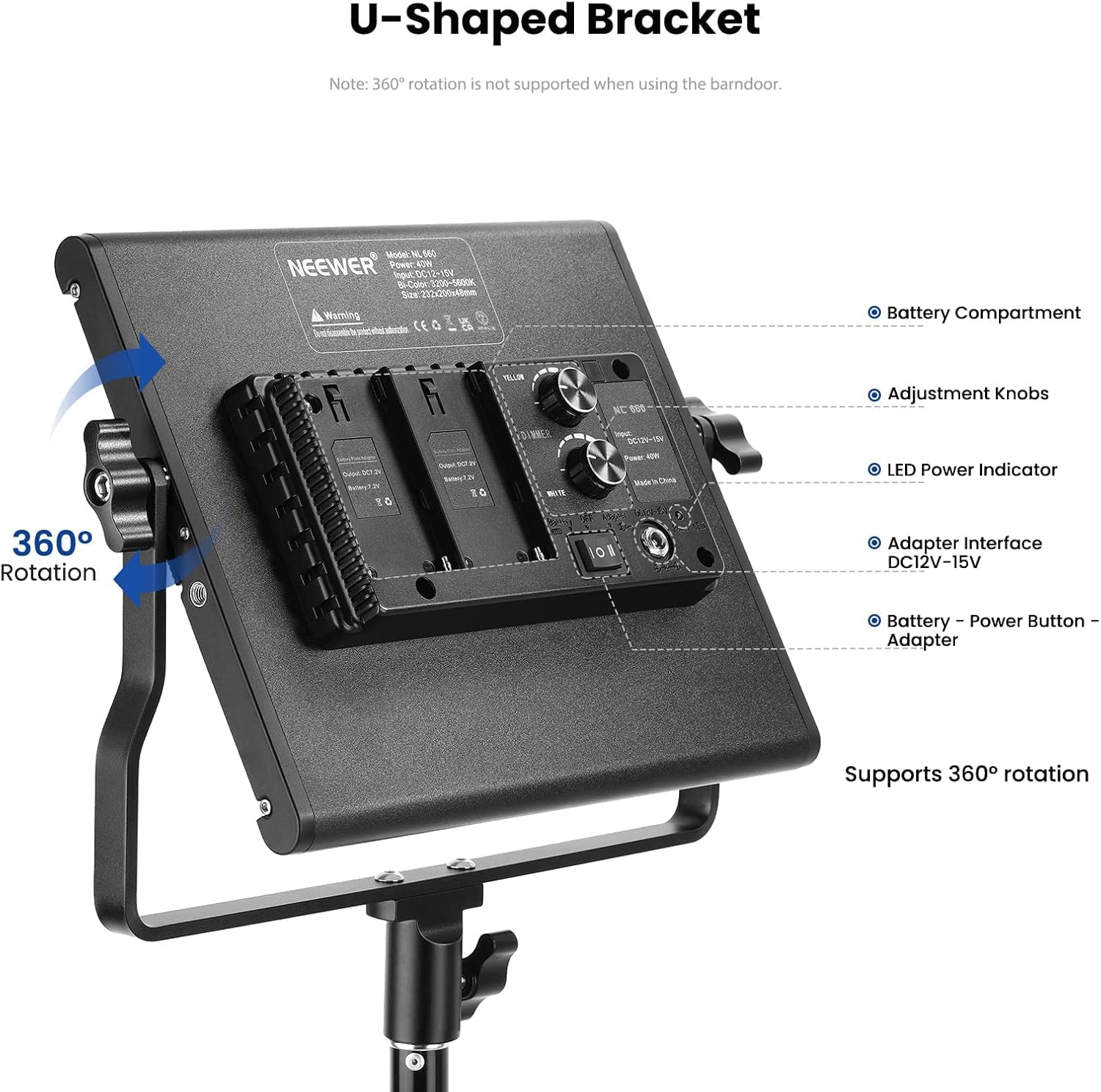 Amazon.com : NEEWER 2 Pack Bi Color 660 LED Video Light and Stand