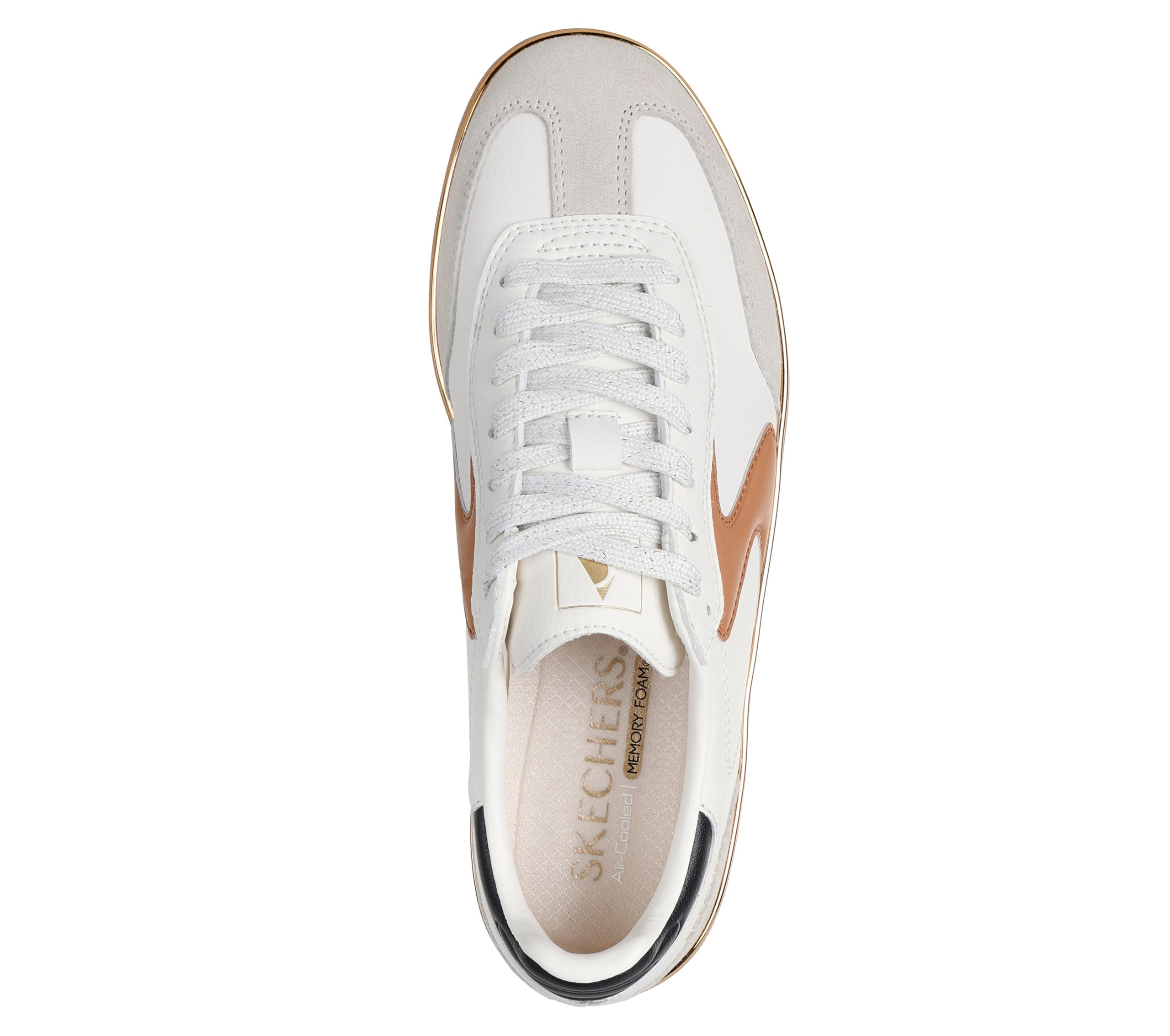 Skechers Damen Hotshot Living Luxe Turnschuhe, Natural Duraleather/Leather/Brown Trim, 36 EU – Ansicht 4