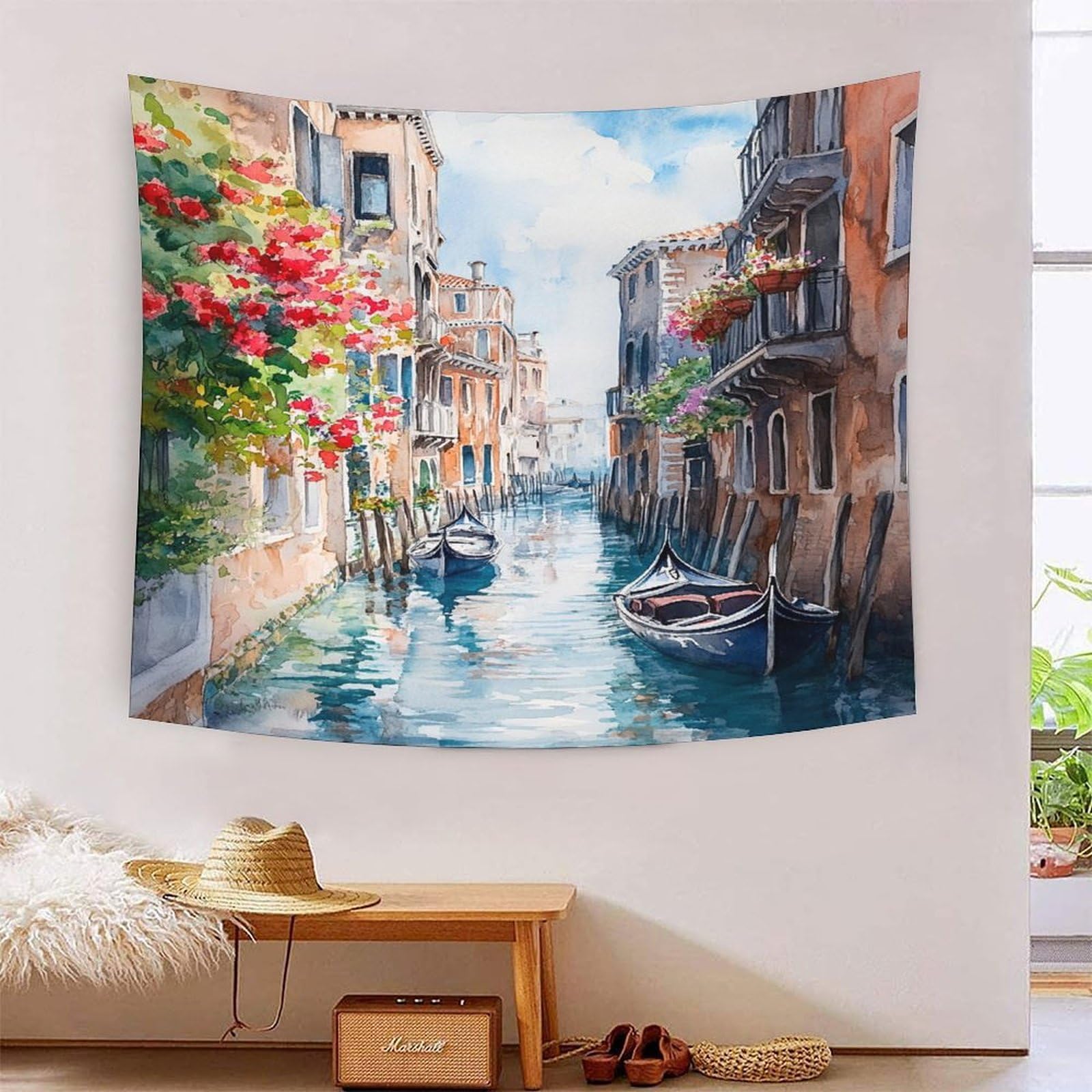 Couverture murale 3D Venise en polyester doux pour intérieur chic - 7