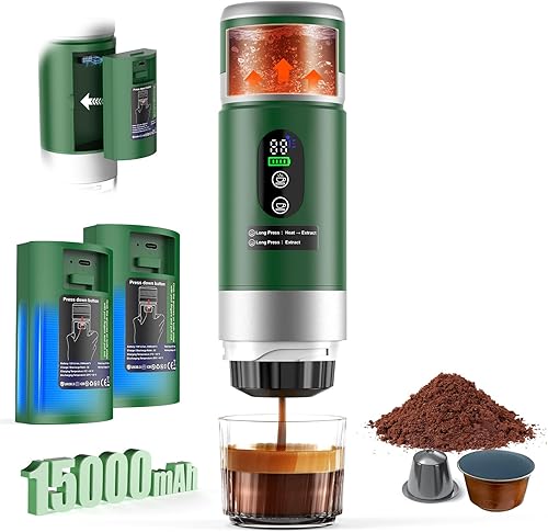 Miniatura 1 de Cafetera portátil de café expreso con batería para viajes, 20 bar Mini cafetera de viaje