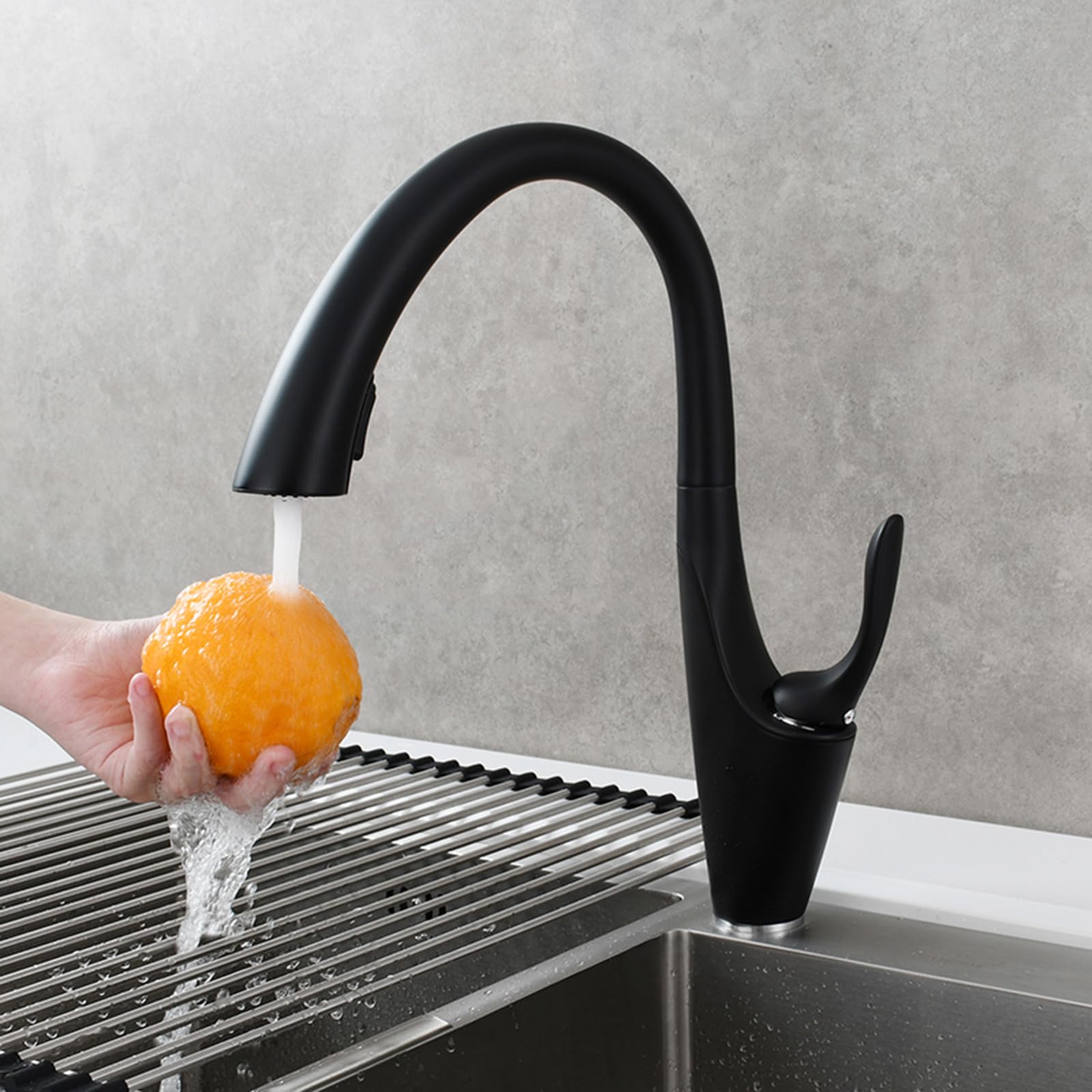 ZQFHSX Pull Out Spray Kitchen Tap, Brass 2 Mode Swivel Sink Faucet