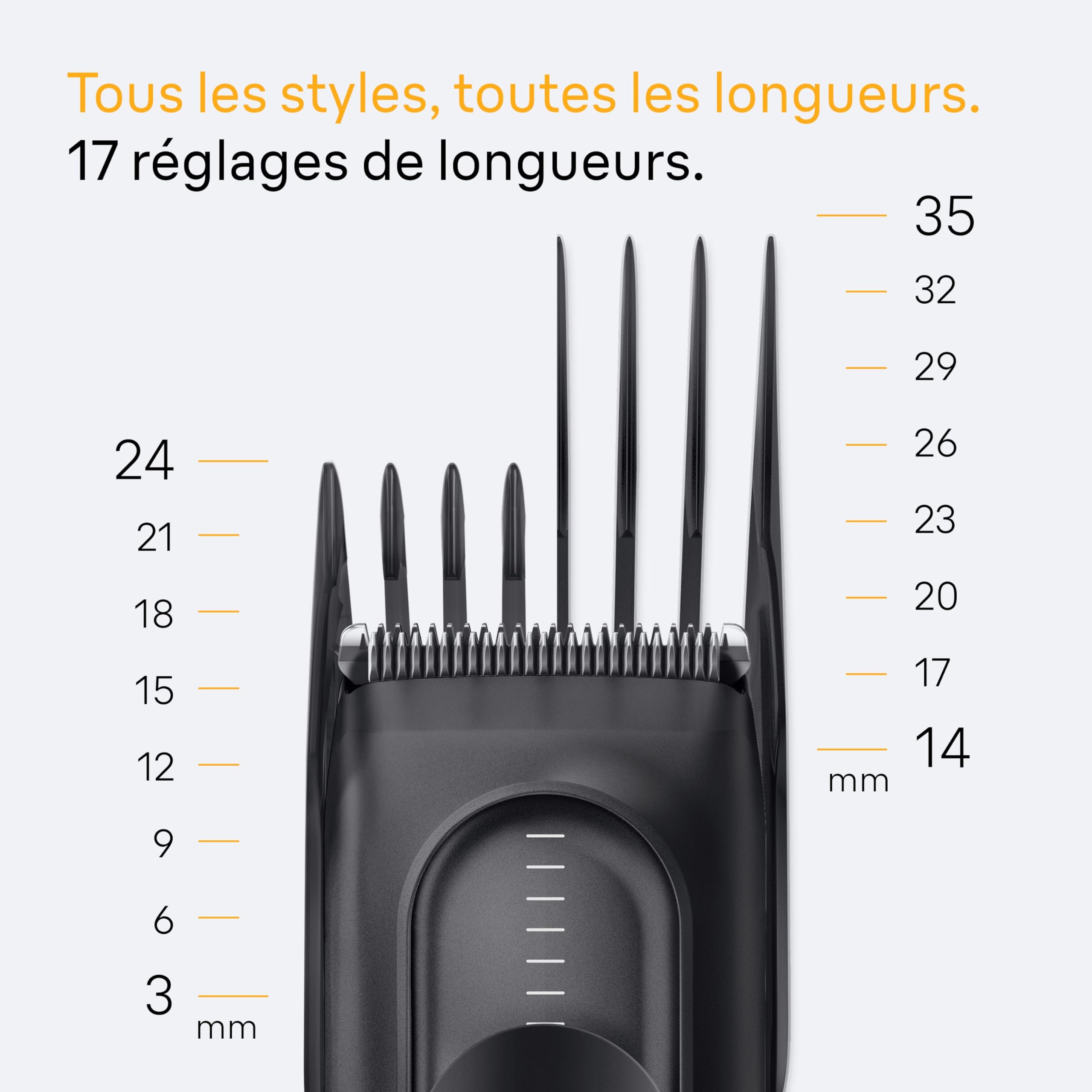 Braun Tondeuse Electrique Homme, à Cheveux, Series 5 HC5530, Noire | Lavable, Batteries Rechargeable, 2 Sabots, 17 Réglages de Longueurs, Lames Affutées et Inusables