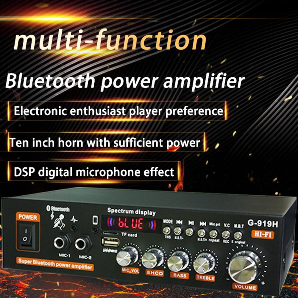 1000W G919H Amplificador de Potencia HiFi Bluetooth 5.0 para el Hogar con Audio Subwoofer Altavoces USB-Enchufe de la UE