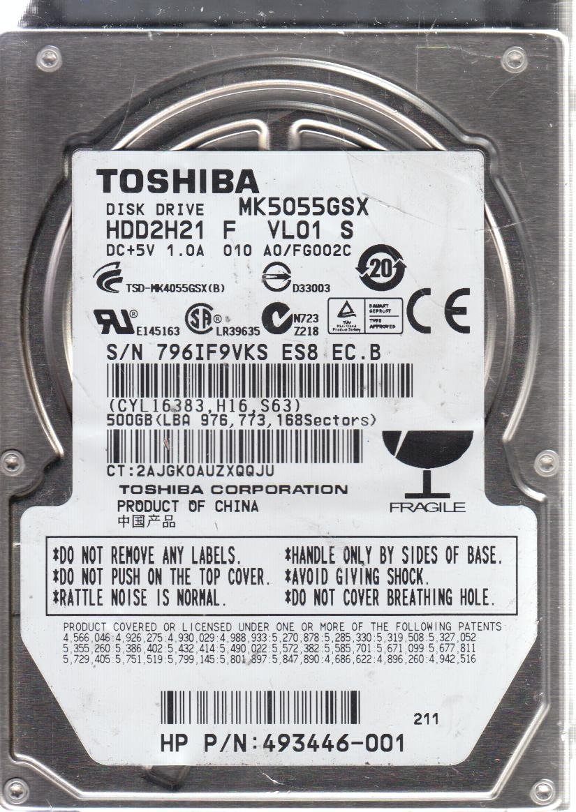Amazon | MK5055GSX、A0/FG002C、HDD2H21 F VL01 S、東芝500GB SATA