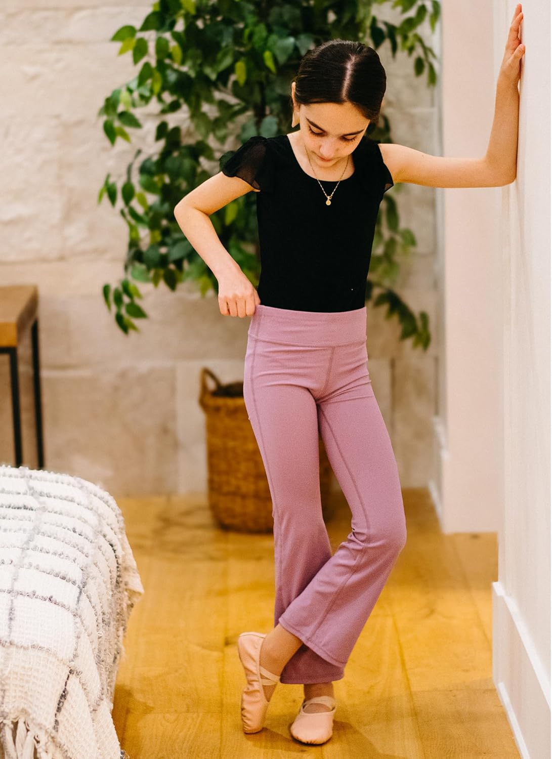 STELLE Girl's Flare Leggings High Waisted Yoga Pants Bootcut Dance Casual Pants Activewear Kids Bell Bottoms - Image 3