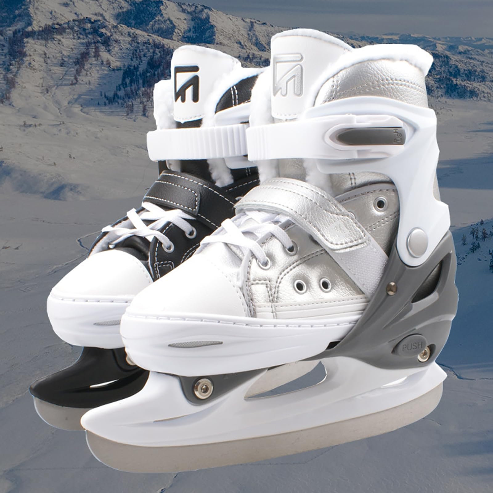 Patins de hockey sur glace junior,Patins de hockey sur glace réglables pour débutants hommes et femmes,Patins À Glace avec Système De Laçage Rapide Et Boucle À Poussoir pour Un Maintien Sûr
