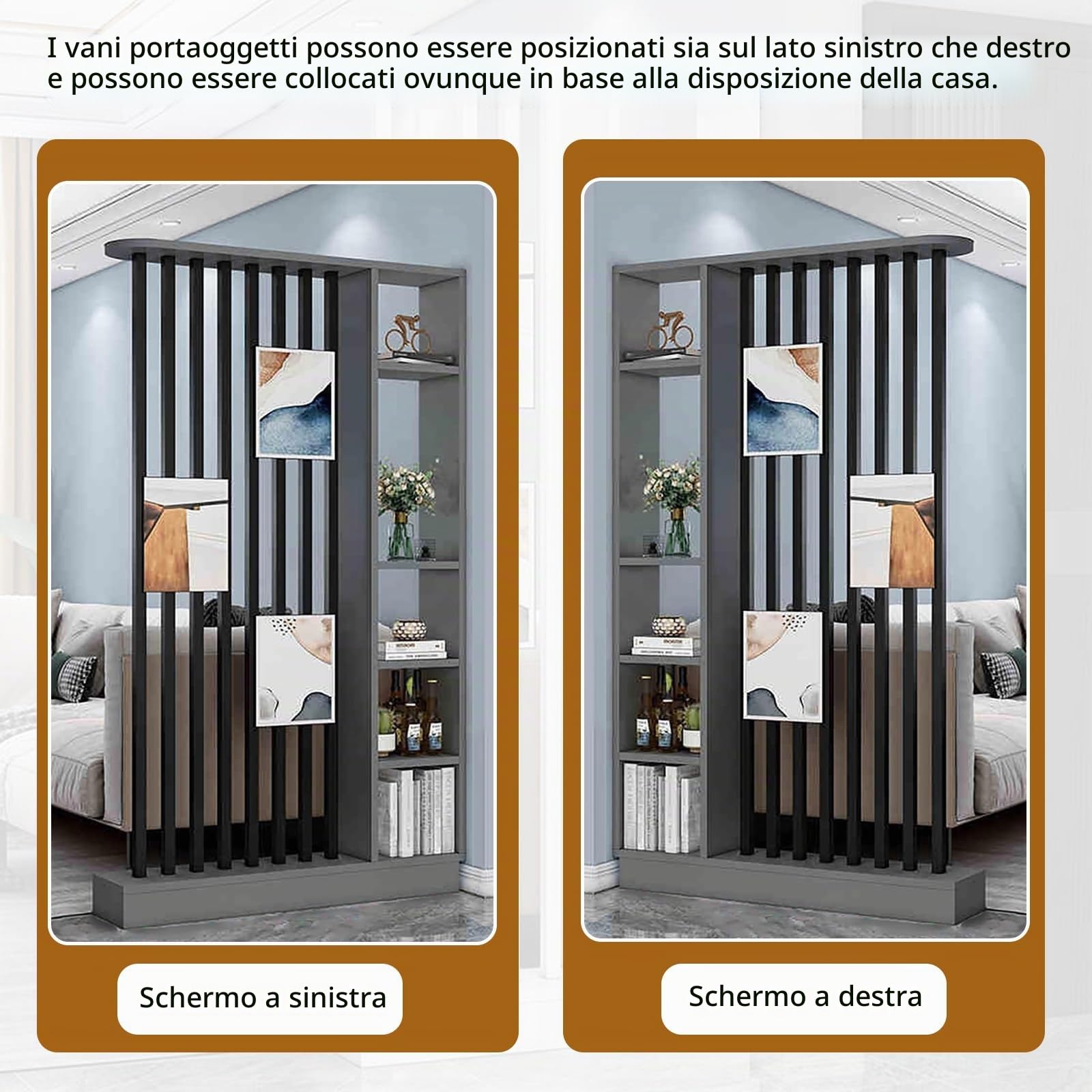 Parete divisoria in legno autoportante,moderno schermo per la privacy a colonna con spazio di archiviazione, adatto per a soggiorni, ingressi, studi e altri luoghi.(Cream Gray+White,80cm/31.5in)