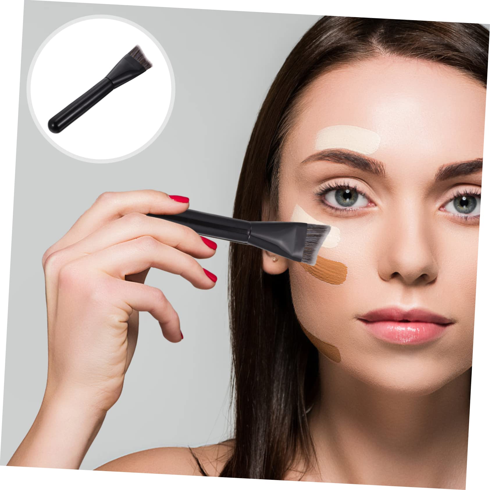 Healeved 4pezzi Shaped Contouring Brush Per Makeup Pennello Fondotinta Legno Nero Per Contouring e Trucco Professionale Strumento Essenziale Per Bellezza e Saloni