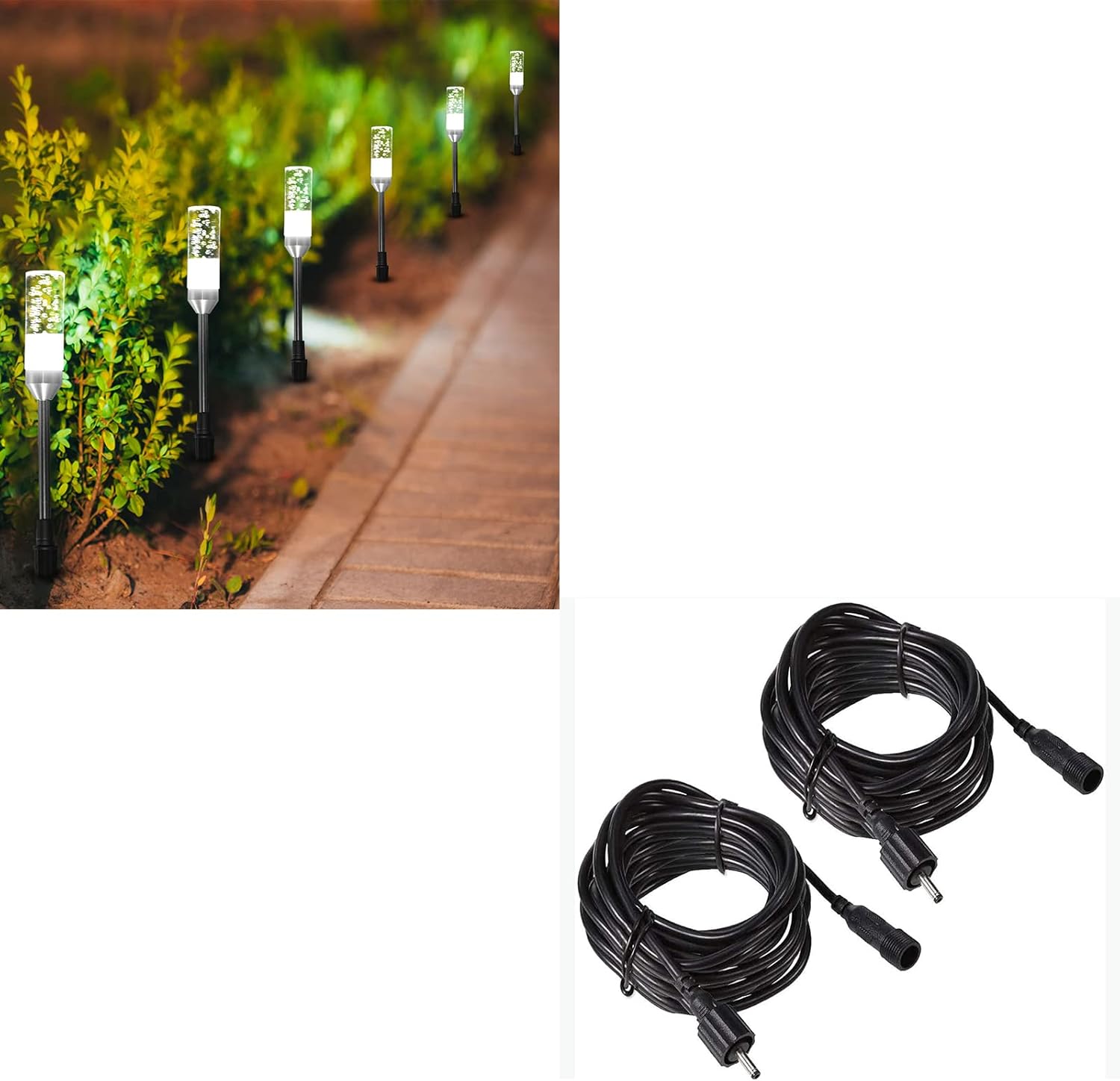 6 Pack Landscape Path Lights & 2 Pack 4m/13.12ft Extension Cords for Garden Yard Patio Outdoor Lighting
