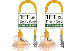1 Foot Two Pack Heavy Duty Outdoor Extension Cords
