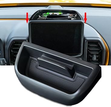 Center Console Dash Organizer for Bronco Sport 2021 2022 2023 2024 Dashboard Storage Box Car Interior Accessories for Ford Bronco Secondary Screen Insert Tray Container Black