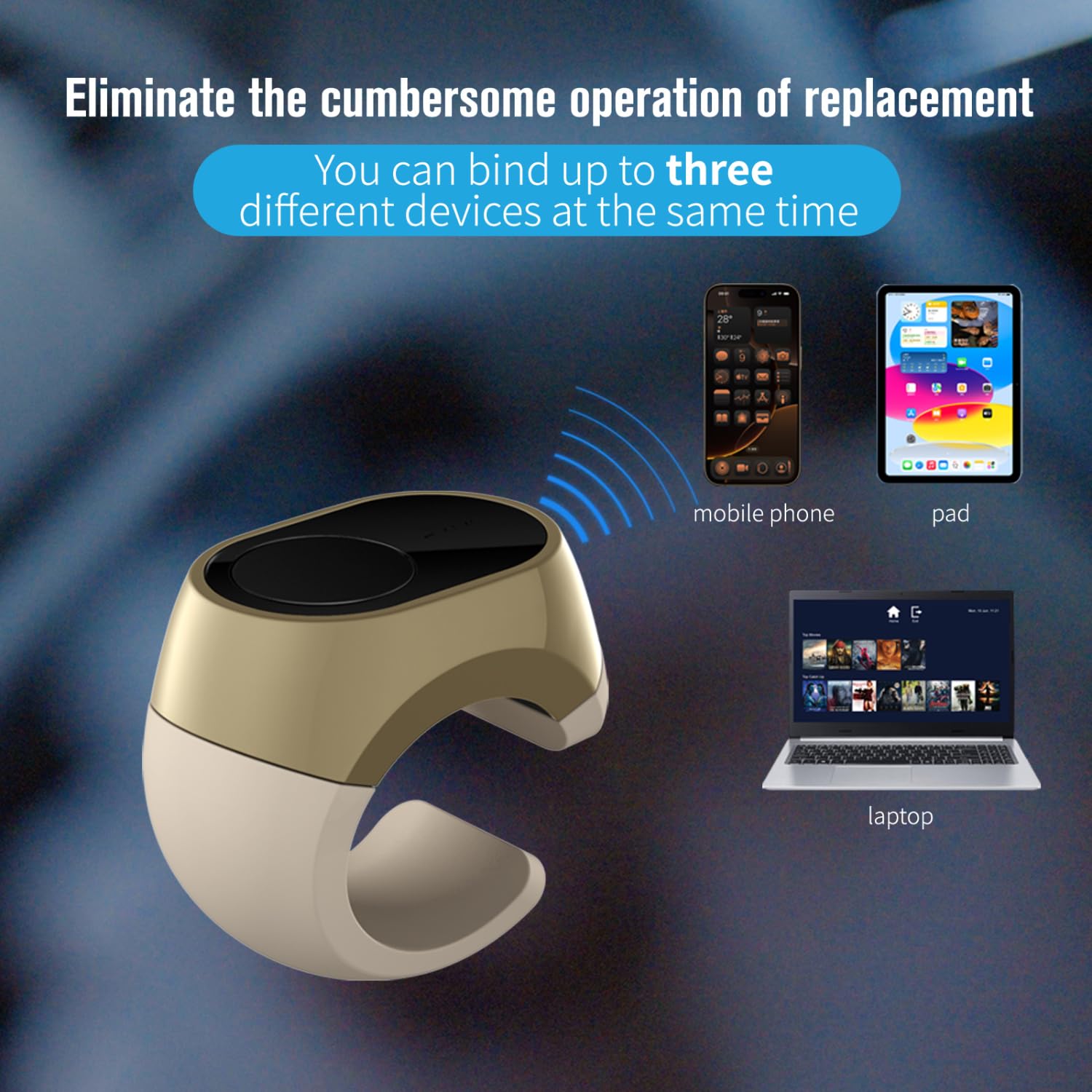 Fingerspitzen Seitenwender， Bluetooth Fernbedienung Scrolling Ring，Wiederaufladbare Wireless Kamera Fernauslöser Selfie Taste Controller für TikTok, Videowiedergabe, Musiksteuerung