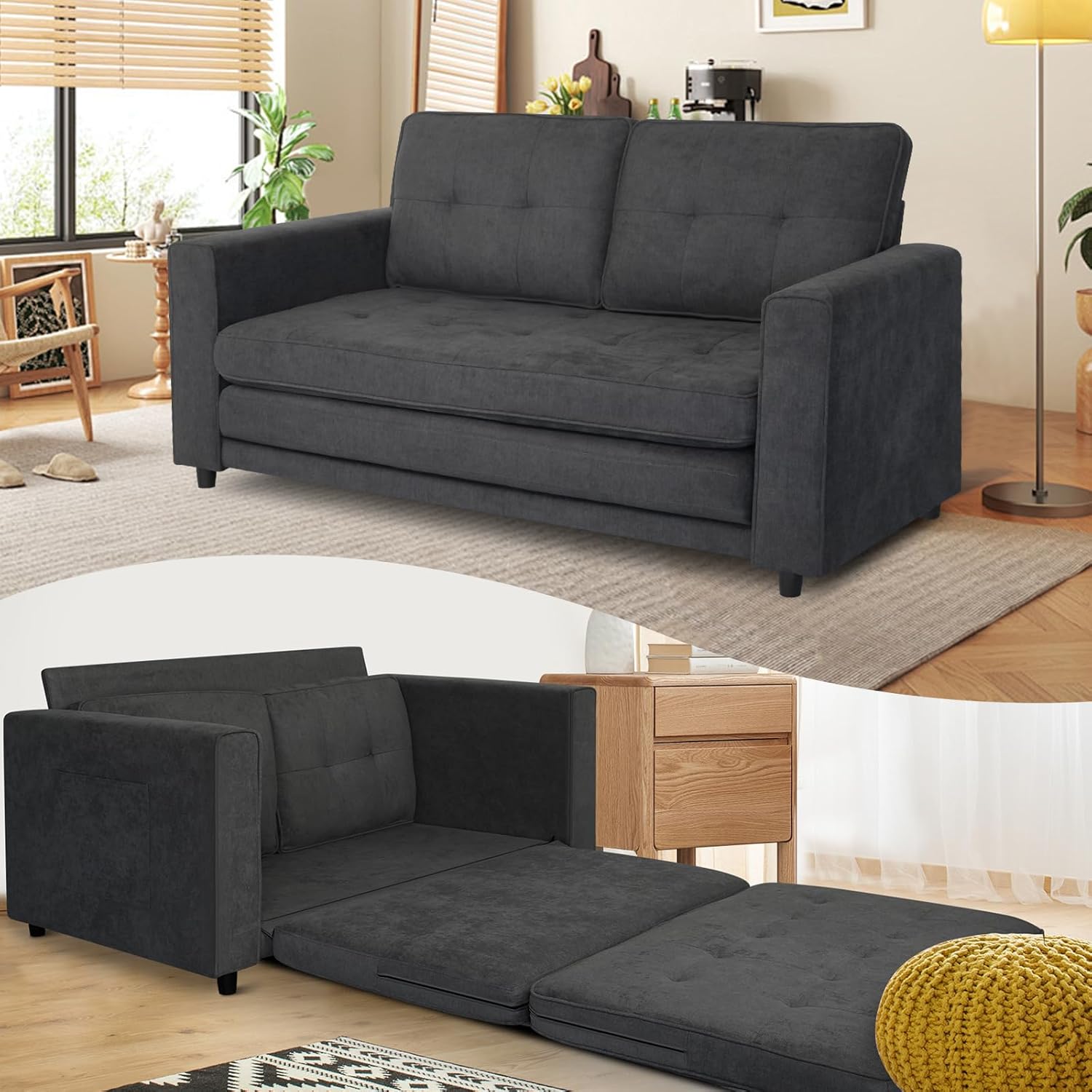 LAOHOMEE Sofa, Convertible Futon Sleeper sofabed,Space Saving loveseat
