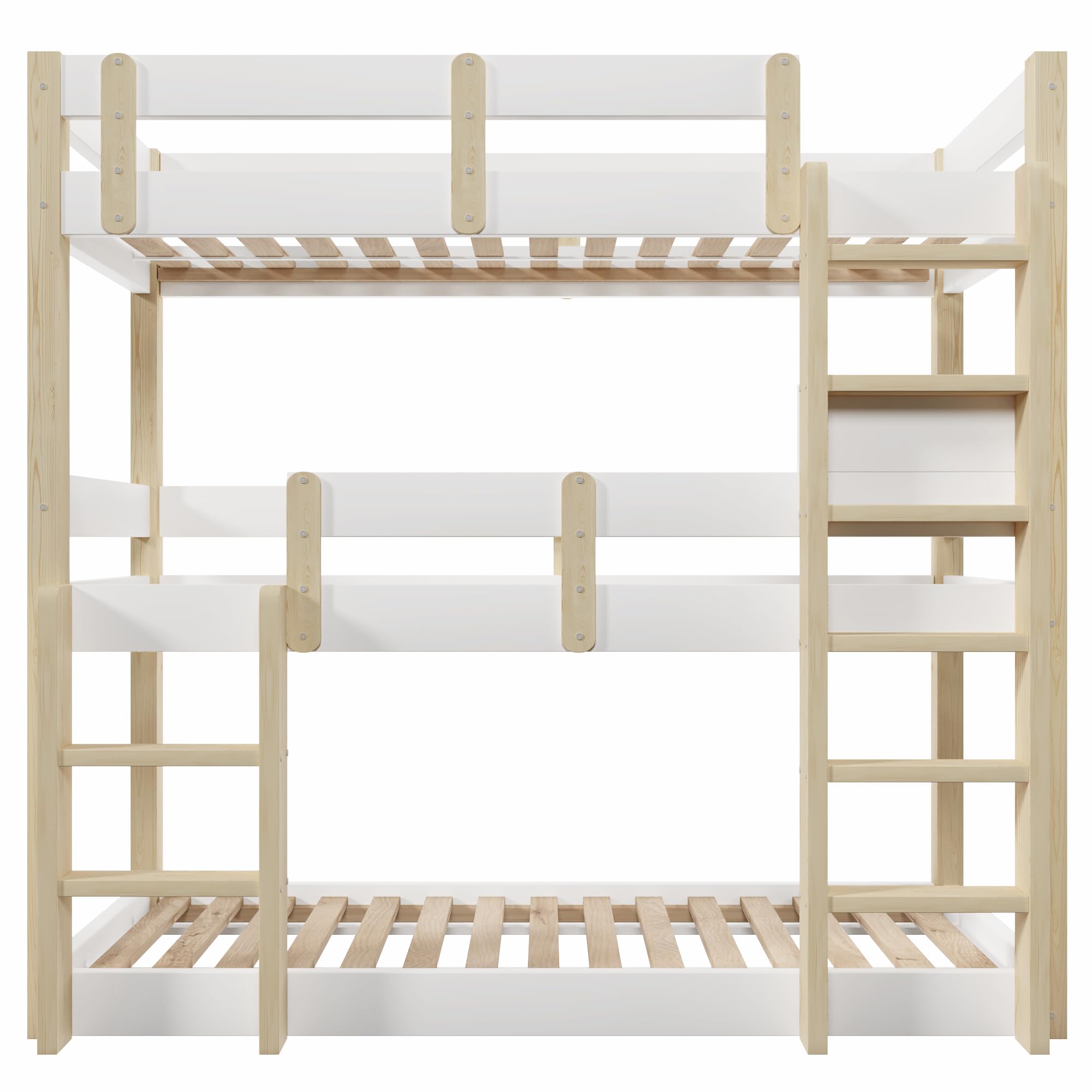 Sapgaks Lit superposé Enfant 90 x 190 cm,lit Mezzanine 2 Places,lit superposé 2 Places Enfants,lit Enfant avec Barriere,lit Mezzanine Enfant,Adolescents et Adultes,Blanc et Naturel