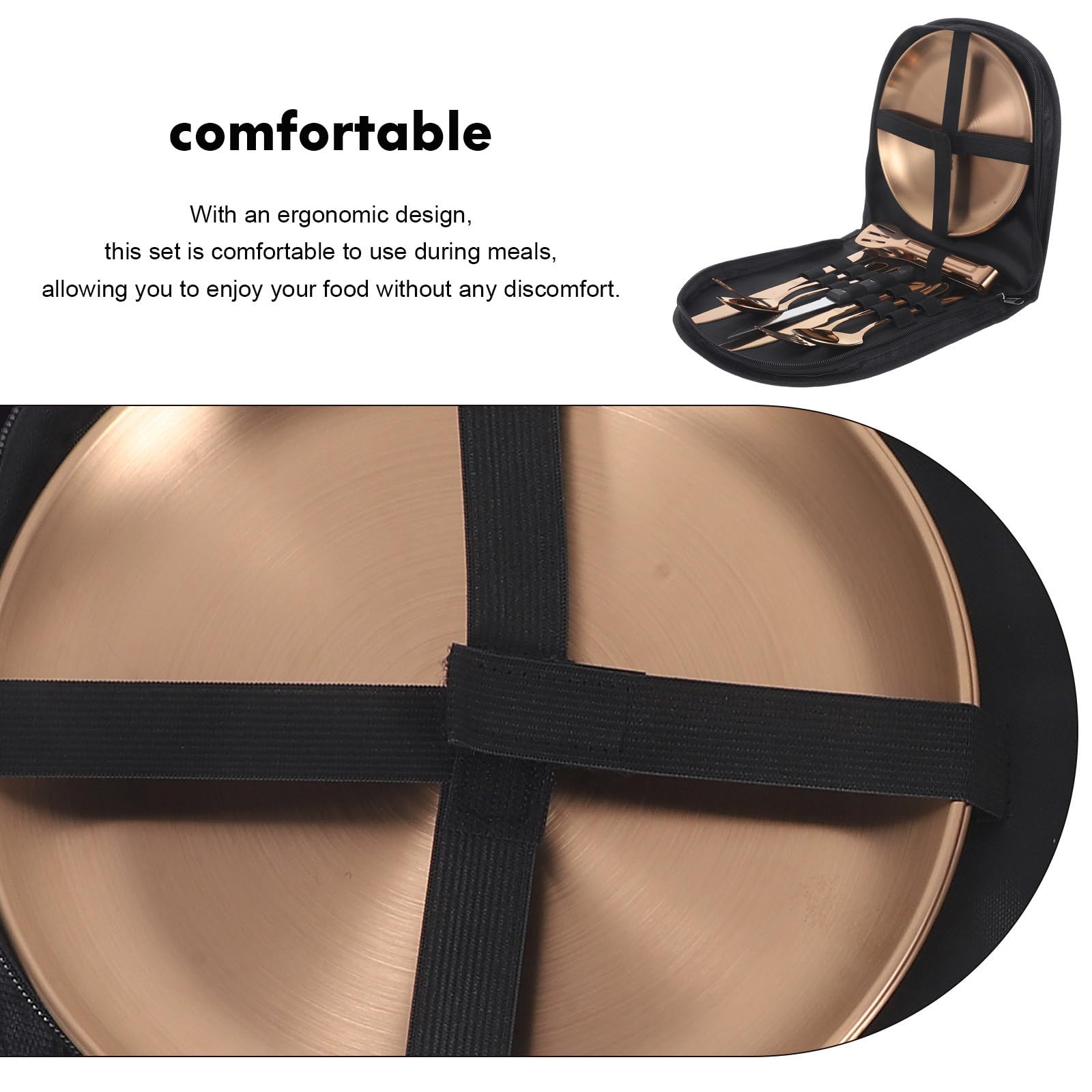 Abaodam Set Posate da Campeggio in Acciaio Inox con Design Ergonomico e Facile da Pulire, Completo di Borsa Portaoggetti per Escursioni e Picnic All'aperto