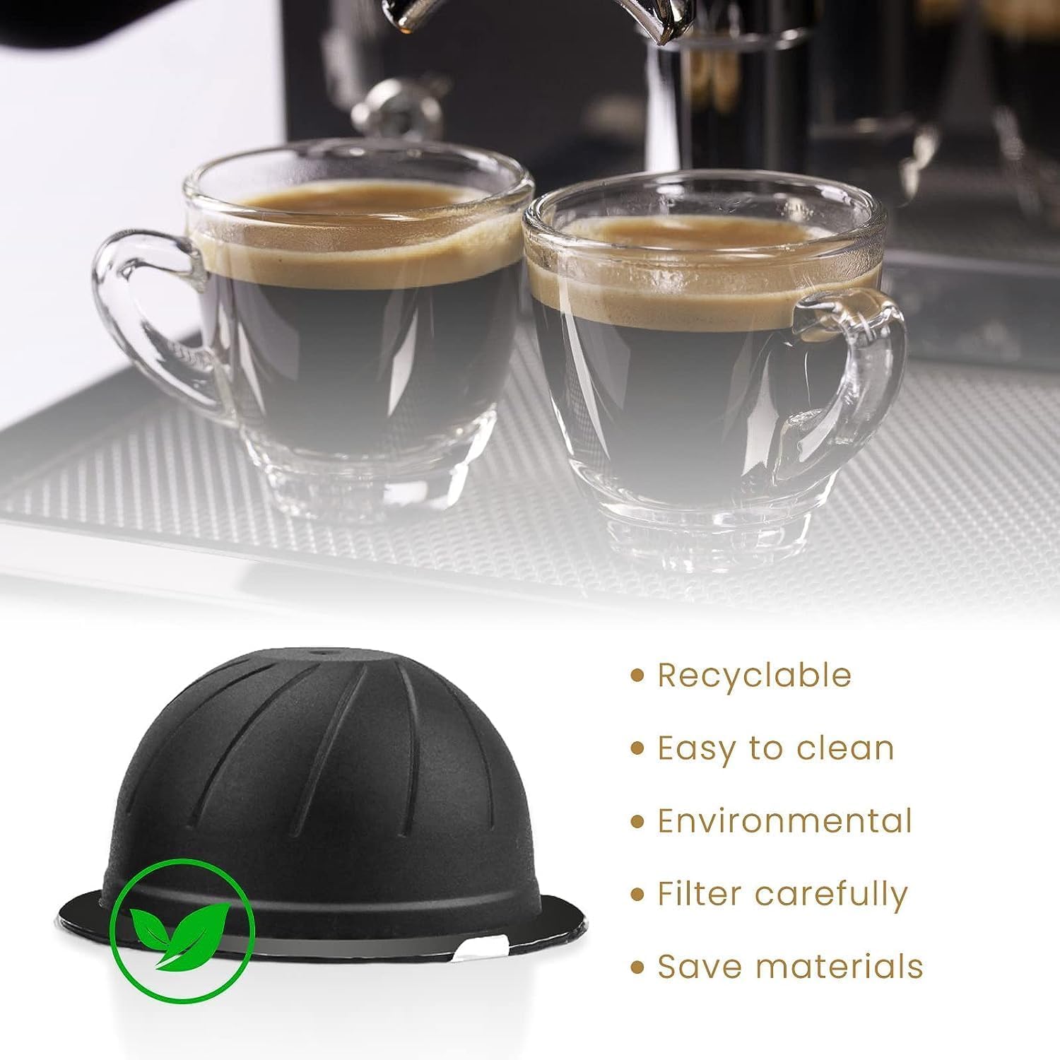 5Pcs Refillable Coffee Capsule Vertuo Pods, 230ml Reusable Refill Vertuoline Pod Coffee Capsule Filter Cup for Nespresso Vertuoline Machine image 5