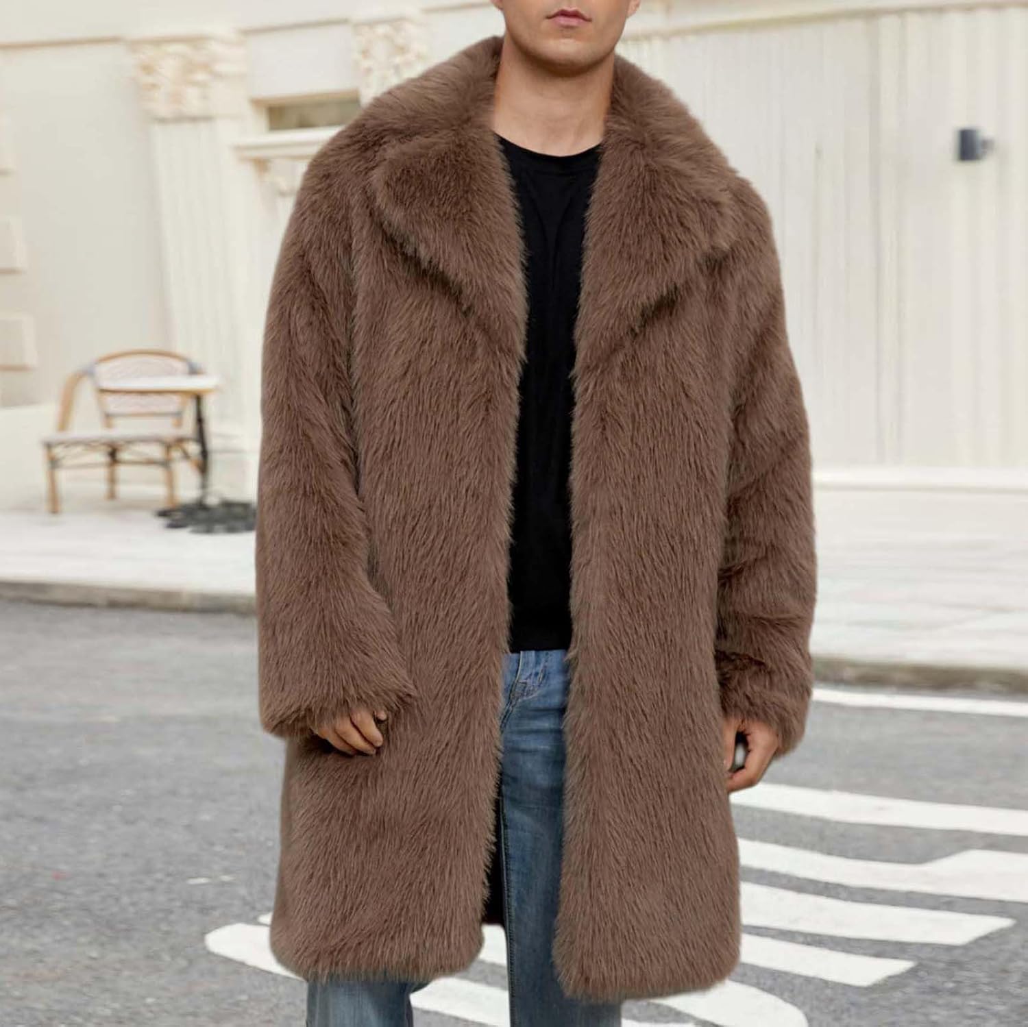 Warm Soft Chunky Long Coat for Men Comfortable Solid Color Long Sleeve Jackets Casual Fashion Winter Clothes