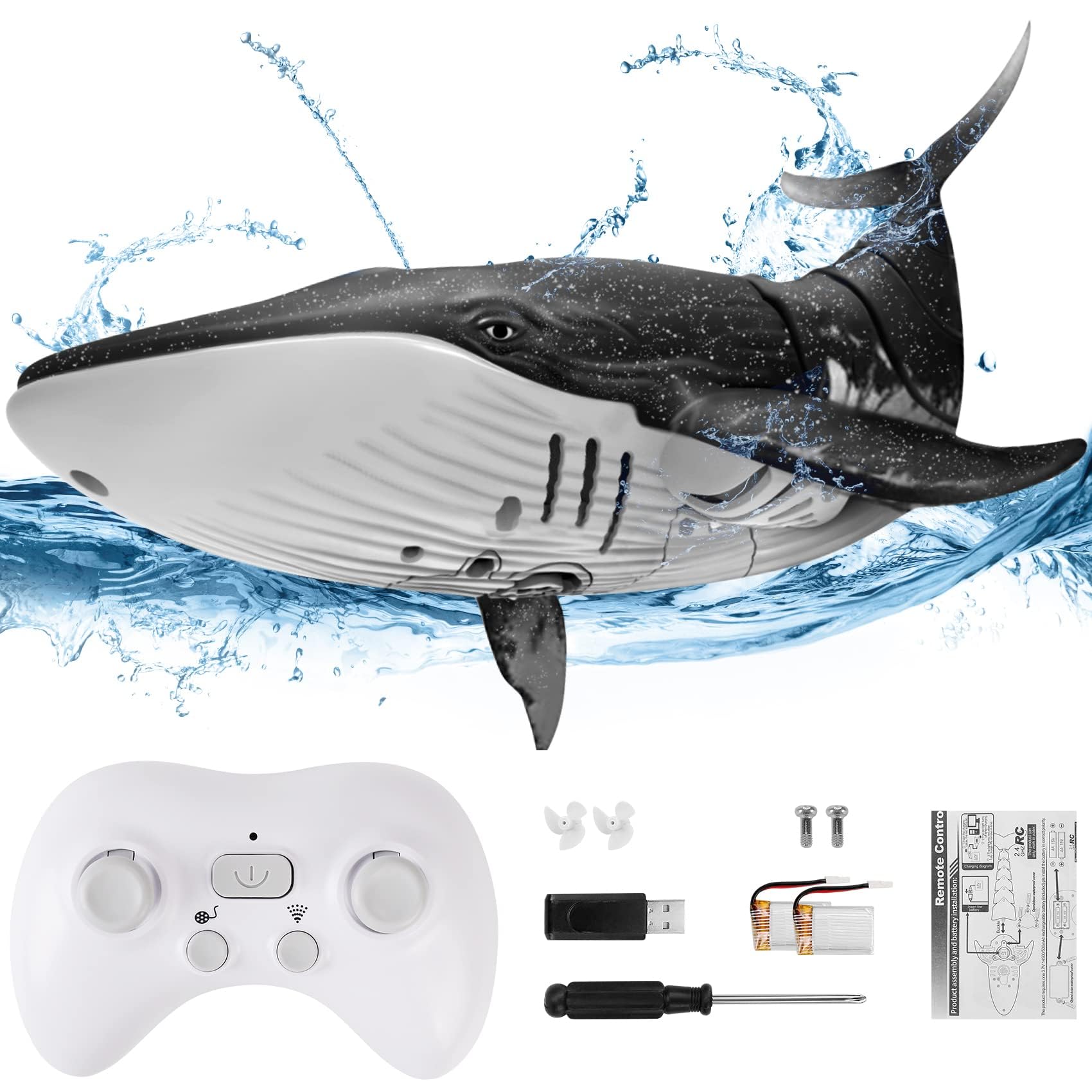 Sponsored Ad – KASTWAVE Remote Control Whale - 2.4G High Simulation RC Pool Toy, Outdoor RC Boat Water Toy for Boys and Girls