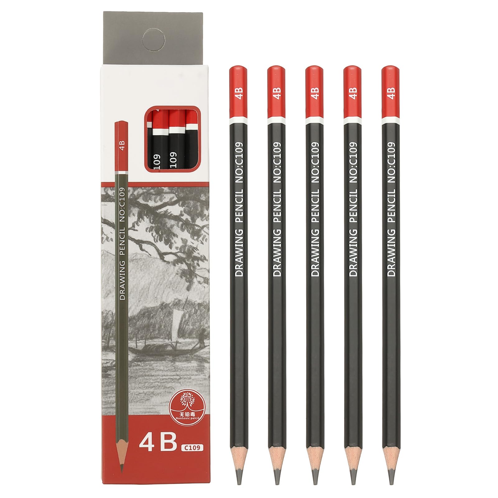 PATIKIL 4B Drawing Pencils, 12PCS Sketch Pencils for Drawing Art, Classroom, Office