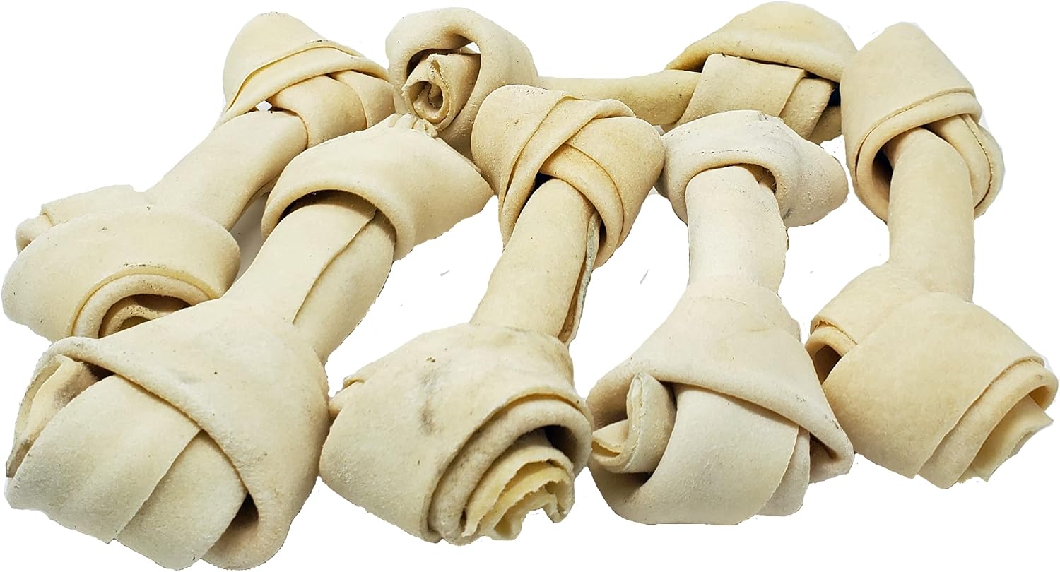 Deepthi Knotted Rawhide Bone Dog Chews – Non-GMO, Grain-Free, Fully Digestible Treats and Dental Chew Bone for Medium and Large Dogs – 6…