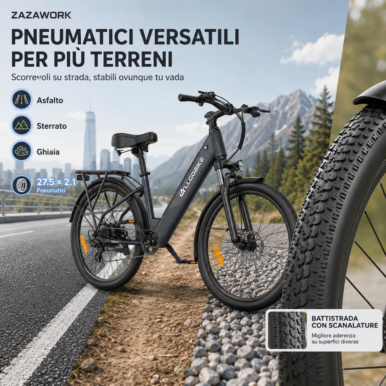 Bici Elettrica City 27.5"E-bike in ，con Batteria 36V15Ah e Autonomia 85km - Bicicletta a Pedalata Assistita Uomo Donna con Cambio 7 Velocità e Ammortizzatore per Urbana