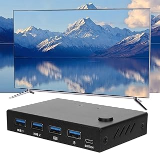 Kuuleyn 2 Port KVM Switch, KVM Switch Box, 2 Port HDMI KVM Switch Audio Video Adapter HUB/HDMI/KVM Switch Box for Mouse/Keyboard