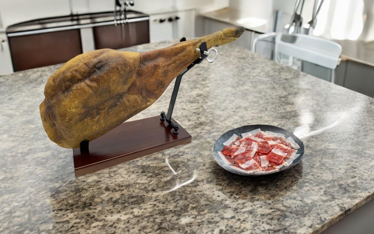 FERRETERIA LEPANTO Support à jambon pliable Eco pour jambon et palettes, support à jambon à usage domestique et restaurant (set noir)